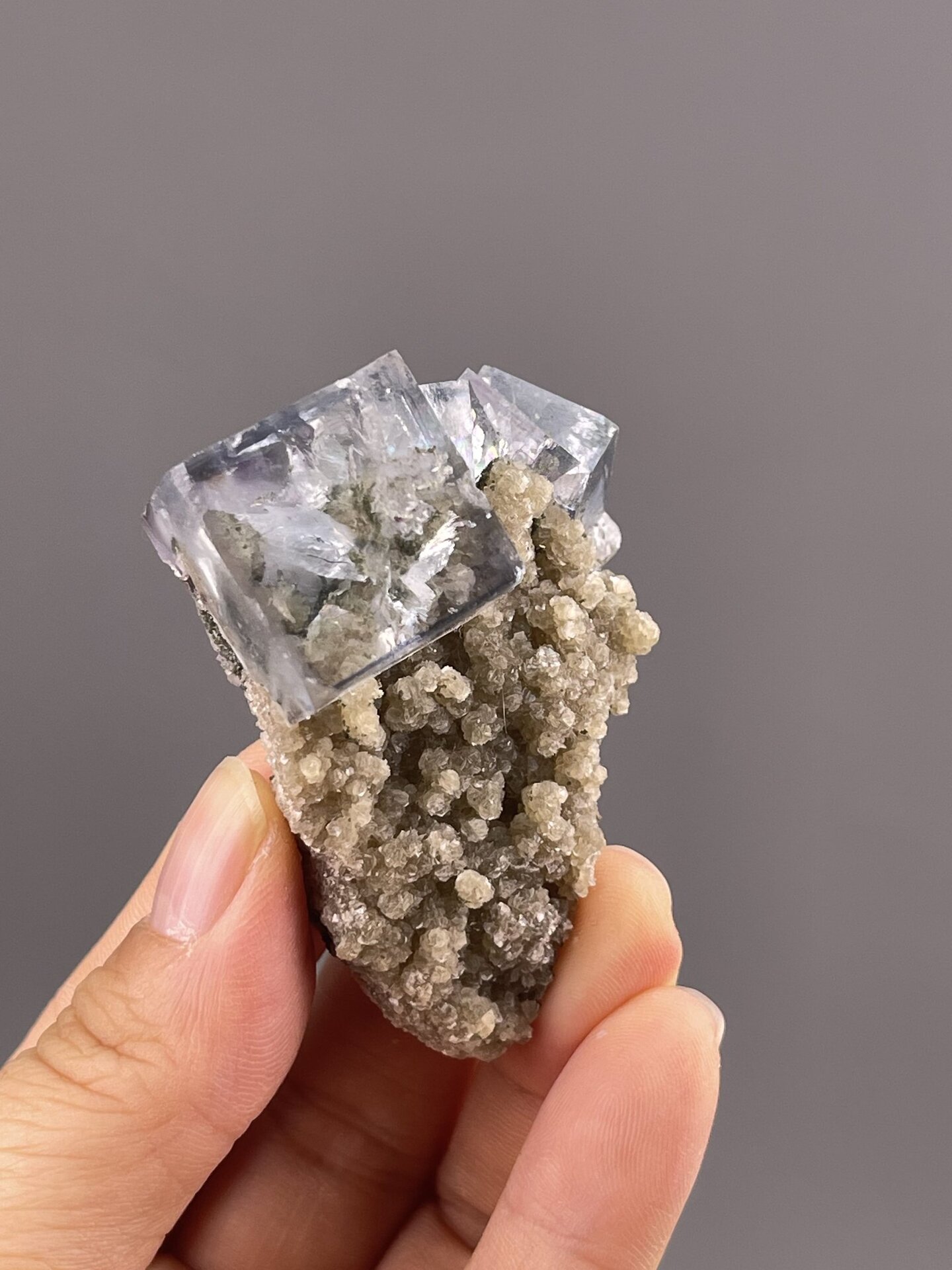 Transparent Fluorite Crystal from Yaogangxian Mine, China – close-up of crystal surface