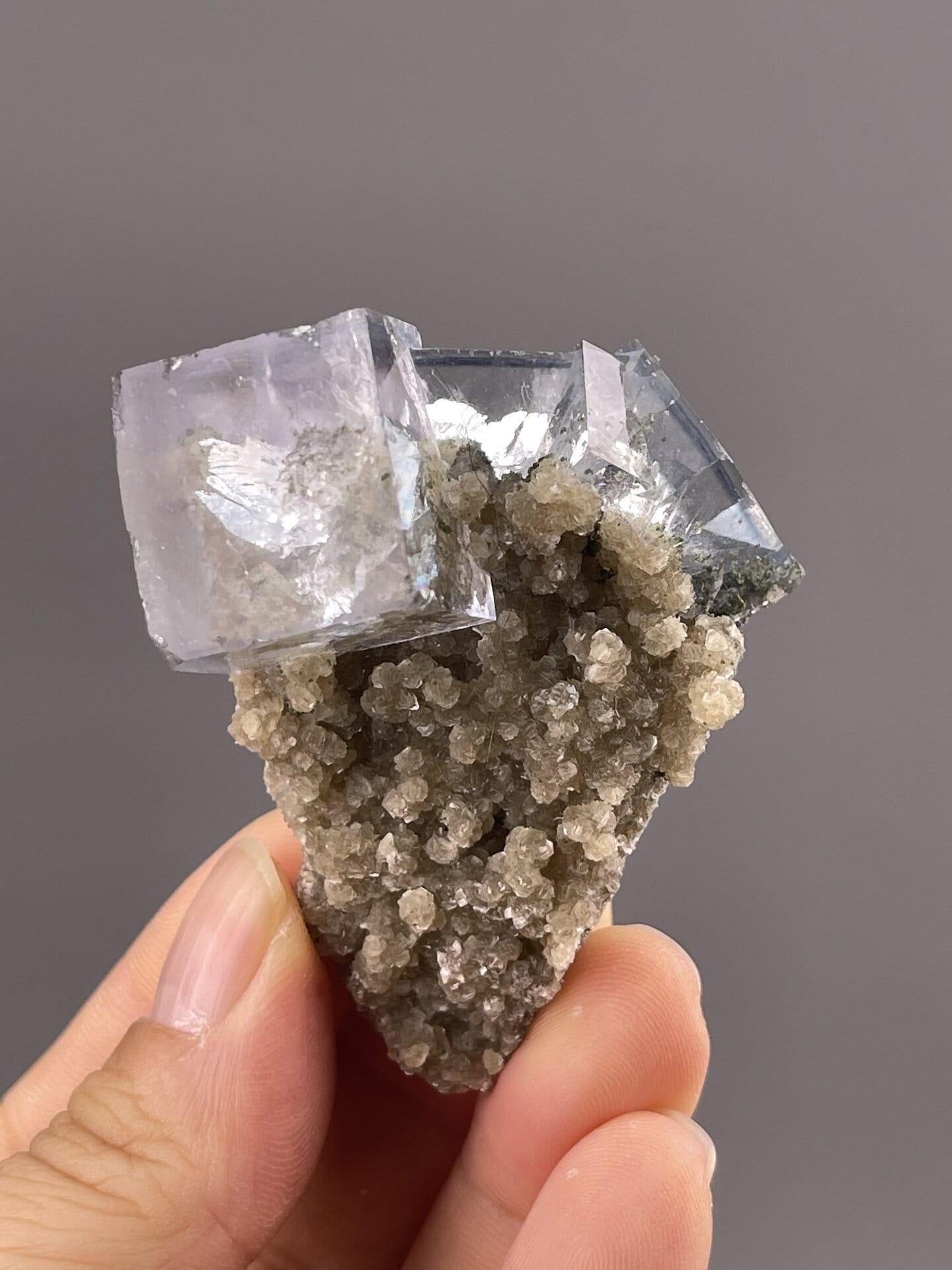 Transparent Fluorite Crystal from Yaogangxian Mine, China – side profile