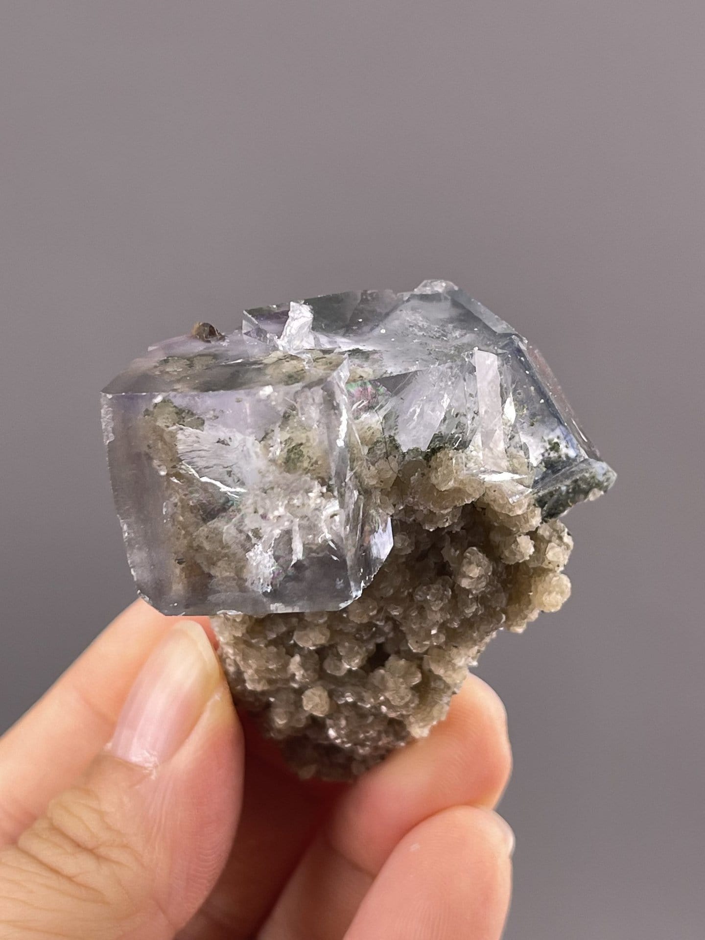 Transparent Fluorite Crystal from Yaogangxian Mine, China – top-down view