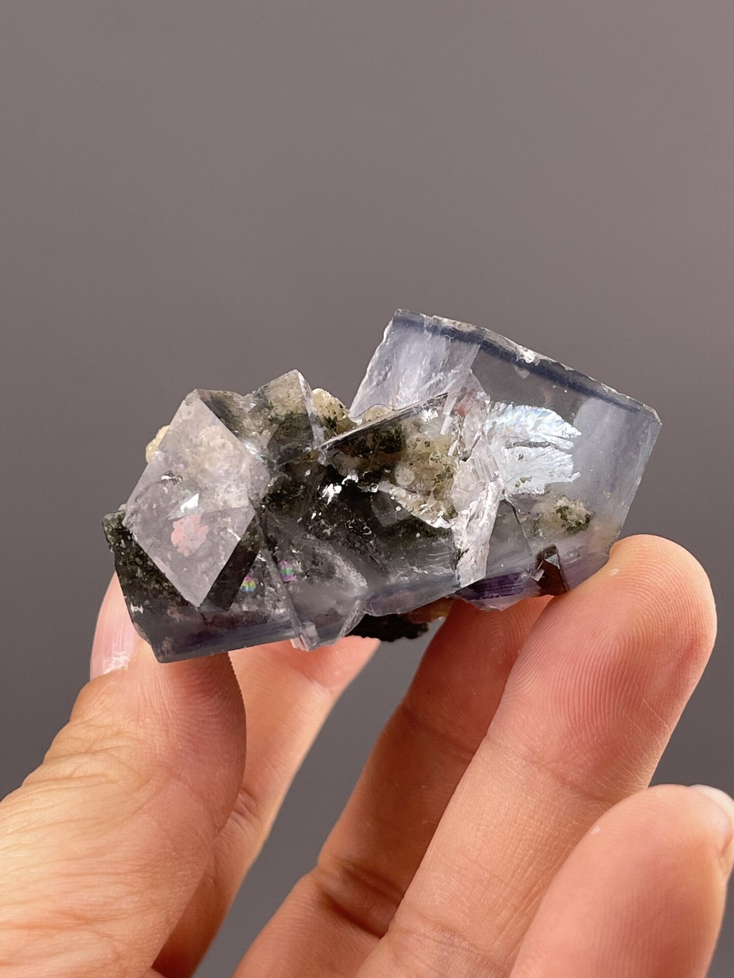 Transparent Fluorite Crystal from Yaogangxian Mine, China – reverse side