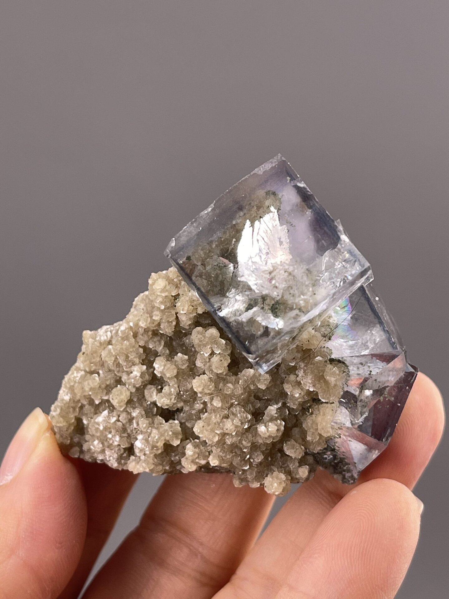 Transparent Fluorite Crystal from Yaogangxian Mine, China – full specimen against white background