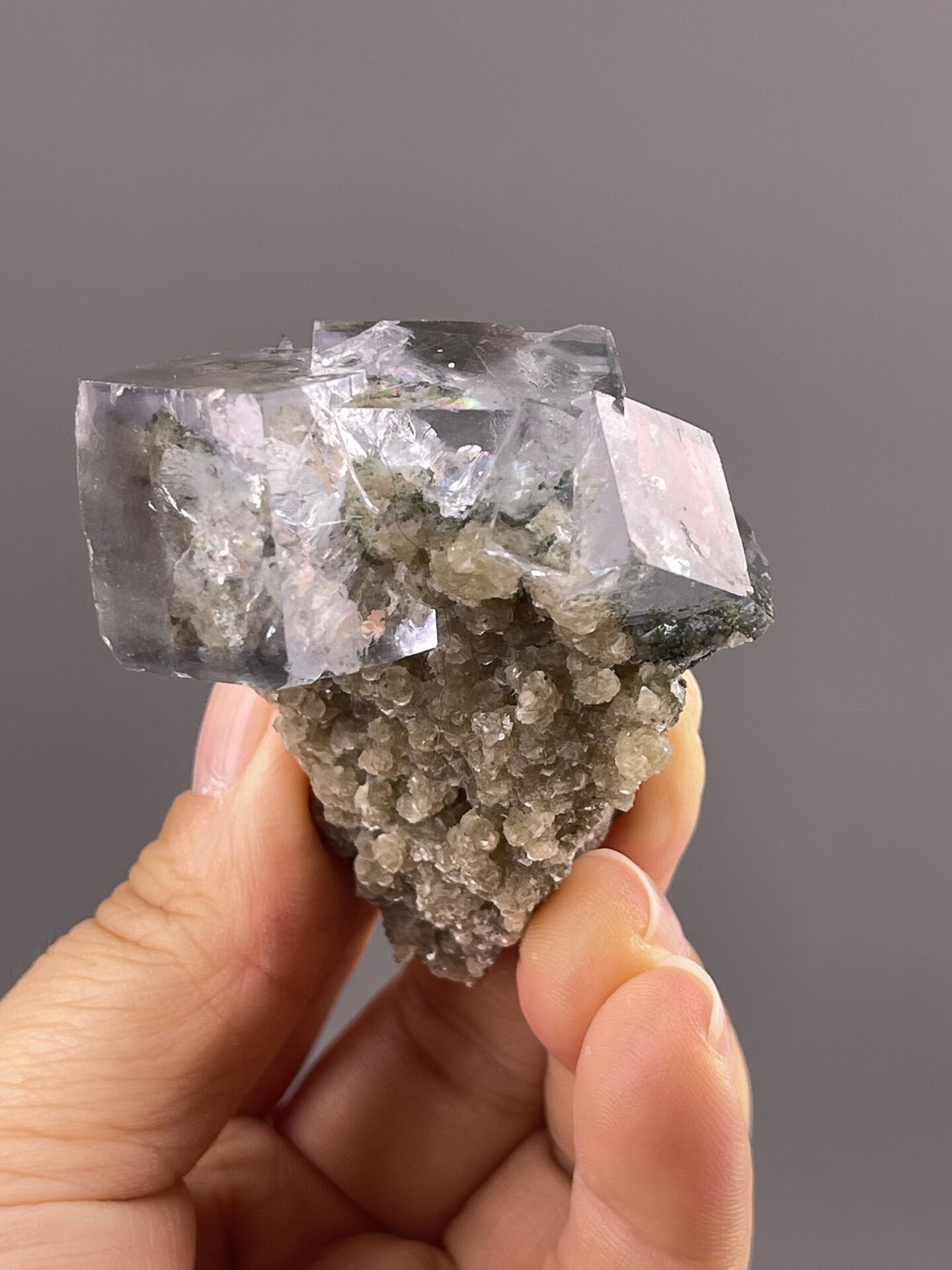 Transparent Fluorite Crystal from Yaogangxian Mine, China – scale reference view
