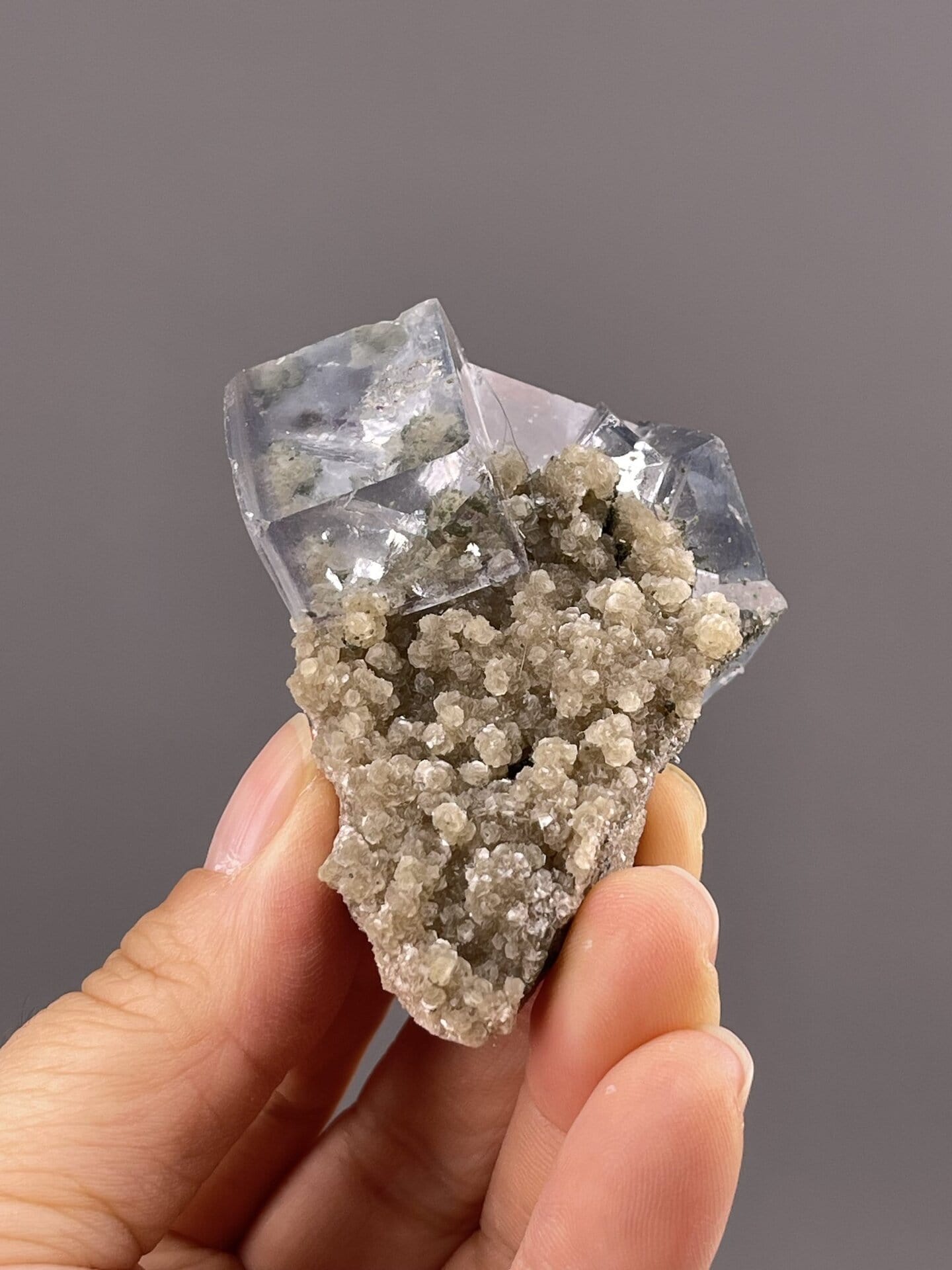 Transparent Fluorite Crystal from Yaogangxian Mine, China – lustre and transparency detail