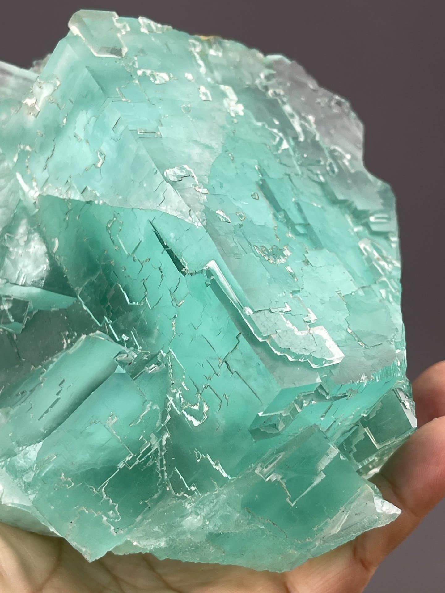 Green fluorite cluster top view, Yaogangxian Mine, Hunan
