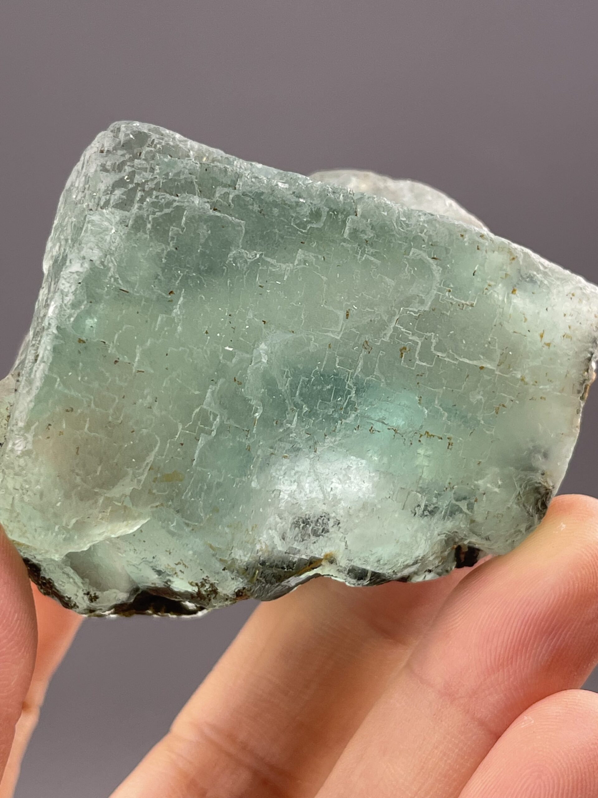 Translucent Green Fluorite Cube from Yaogangxian Mine, Hunan – side profile