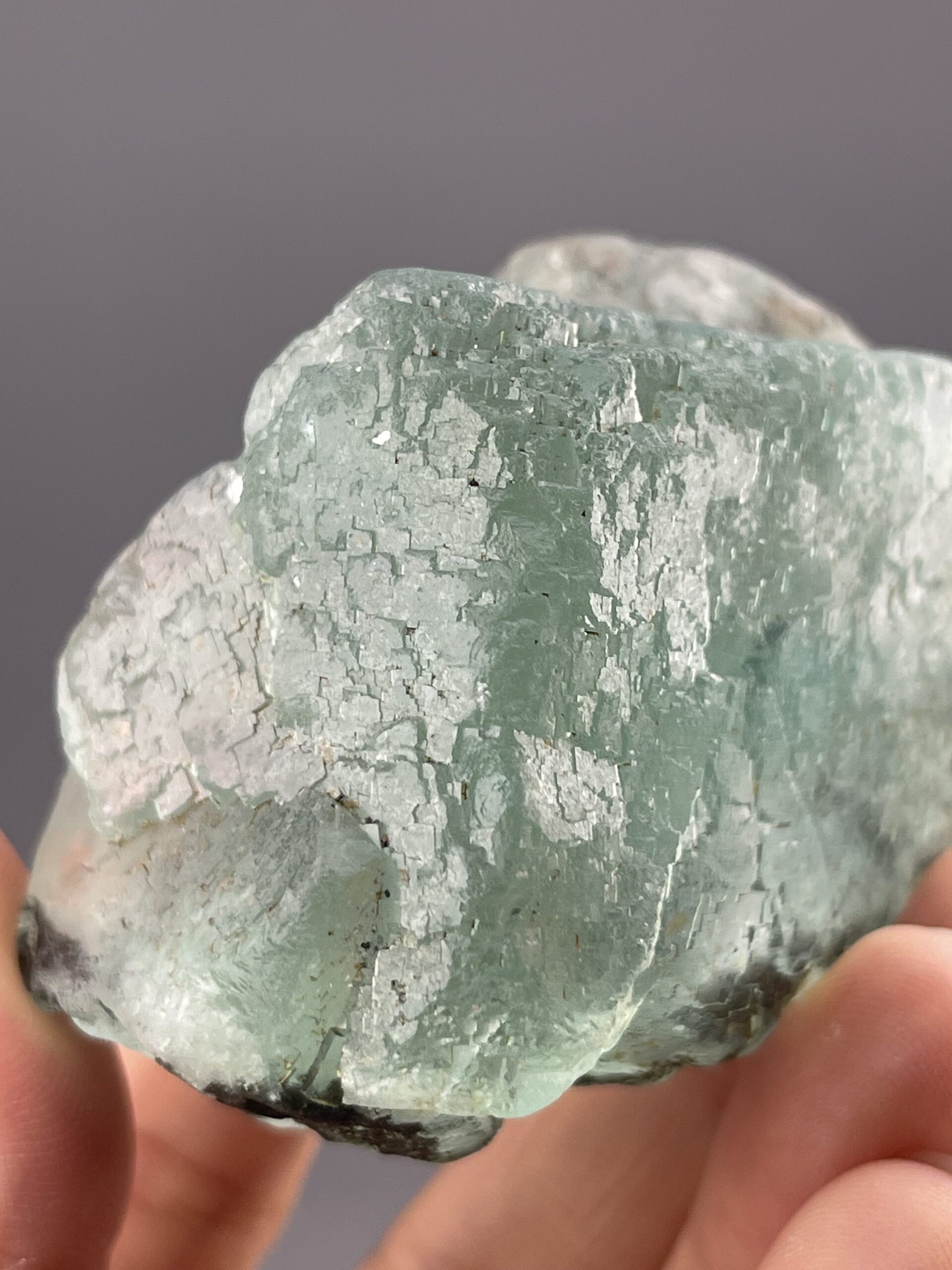 Translucent Green Fluorite Cube from Yaogangxian Mine, Hunan – reverse side