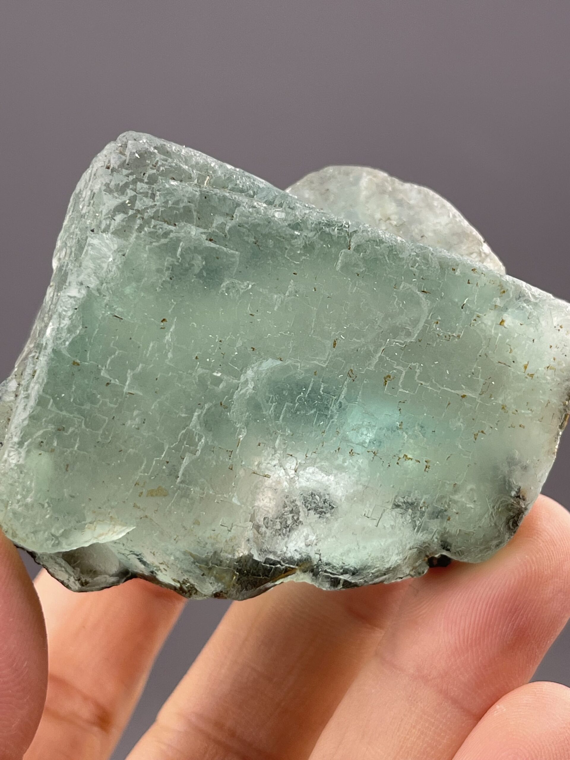 Translucent Green Fluorite Cube from Yaogangxian Mine, Hunan – crystal termination detail