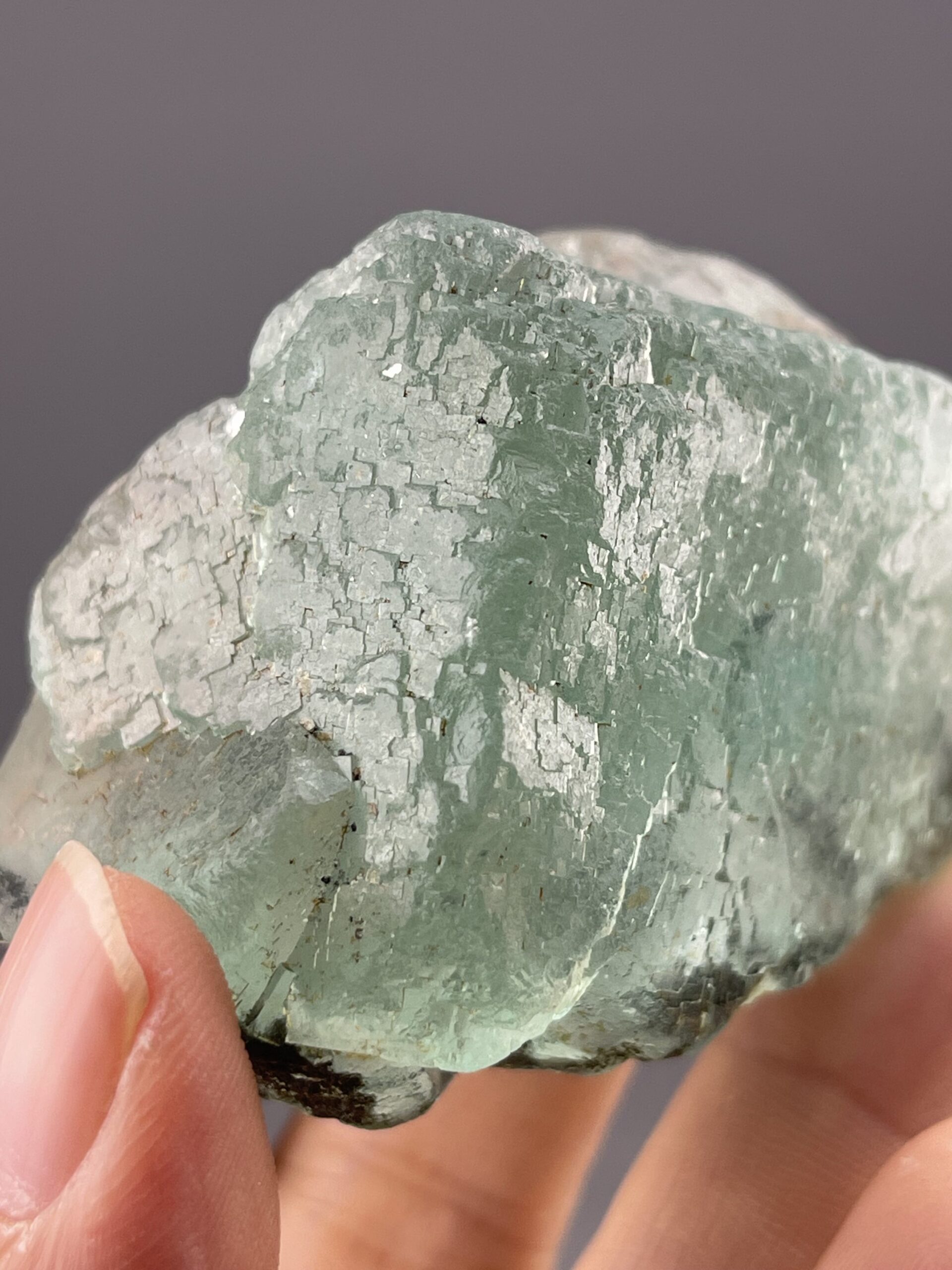 Translucent Green Fluorite Cube from Yaogangxian Mine, Hunan – scale reference view