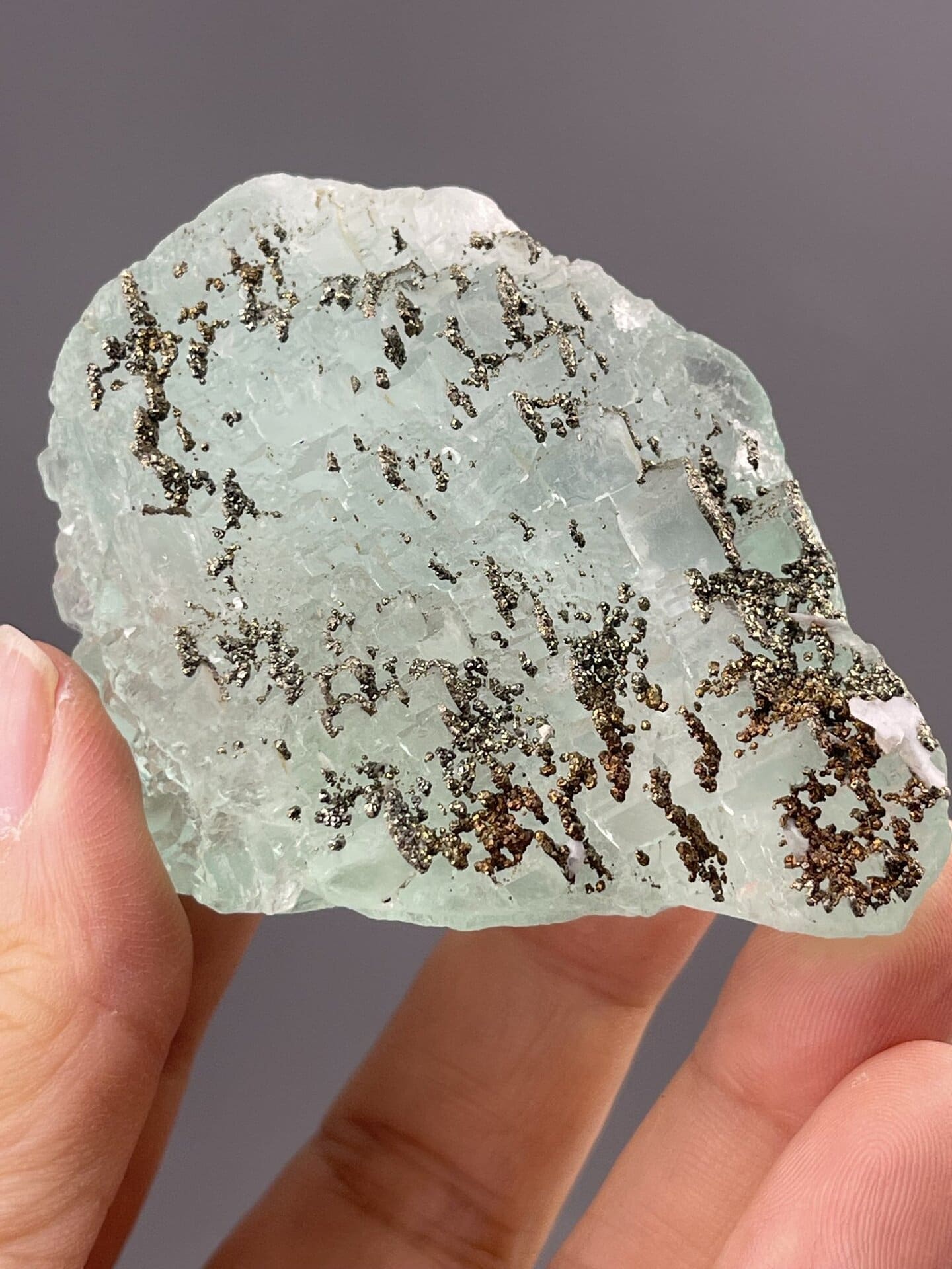 Translucent Light Green Fluorite Cube from Yaogangxian Mine – scale reference view