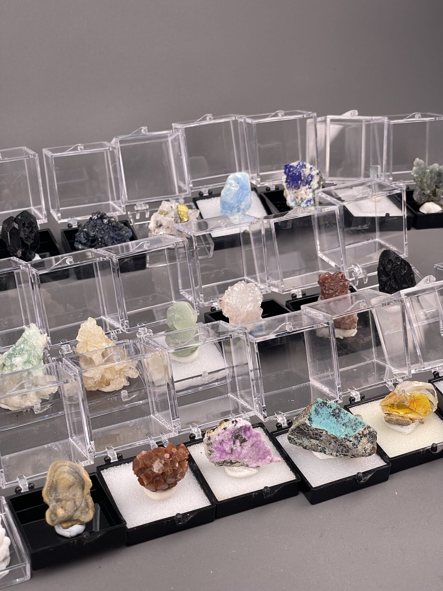 Assorted miniature mineral crystals showing diversity of species