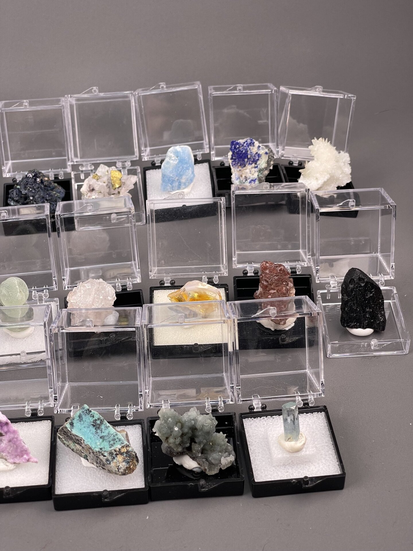 Detail of individual mineral specimens from the collection