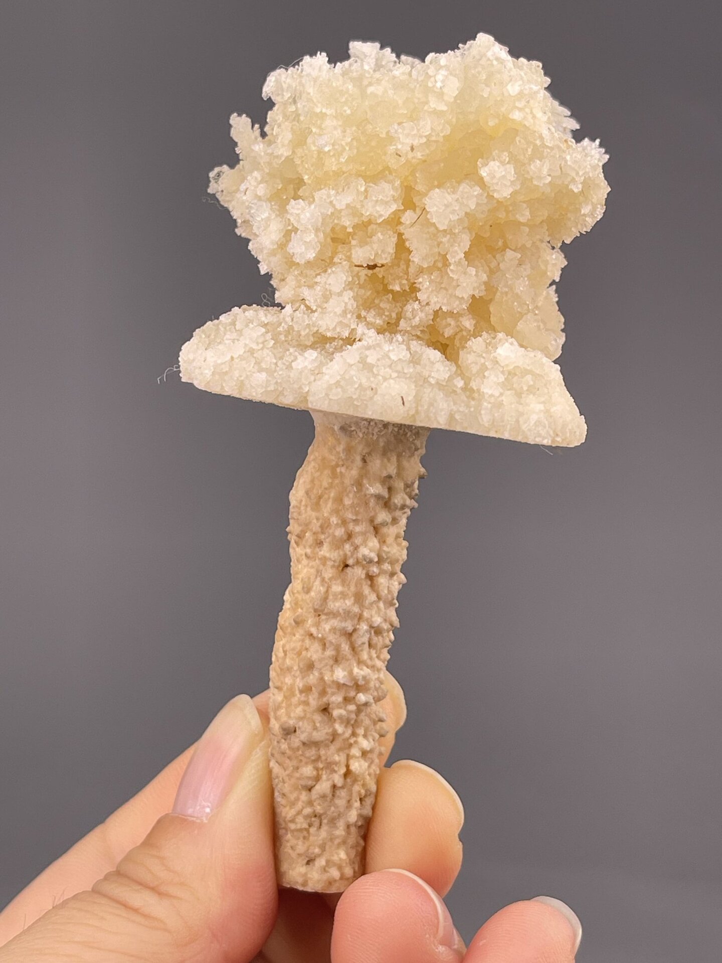 Side view of Yunnan quartz showing columnar length and druzy top