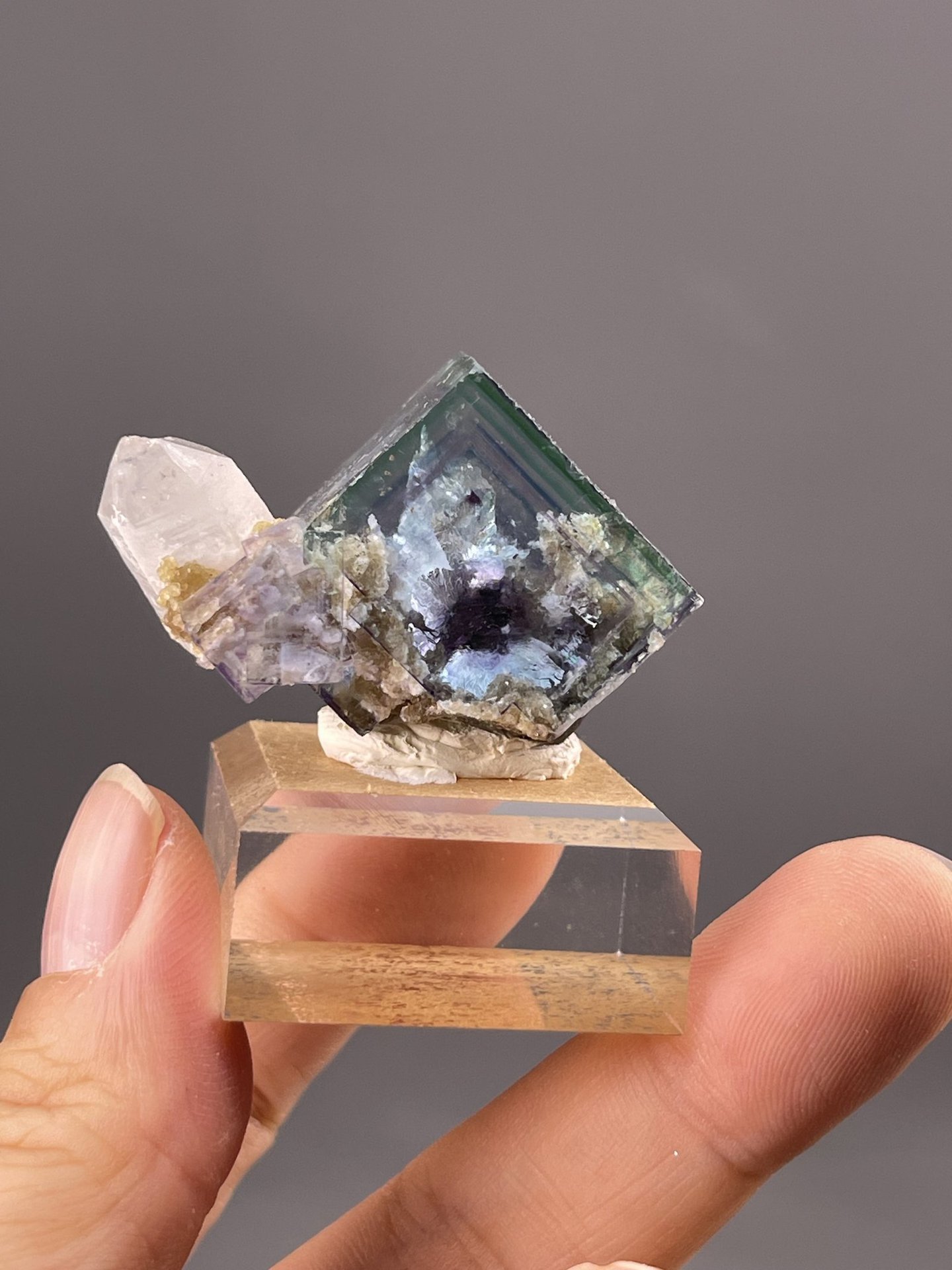 Vibrant Cubic Fluorite Crystals from Chenzhou, China – top-down view