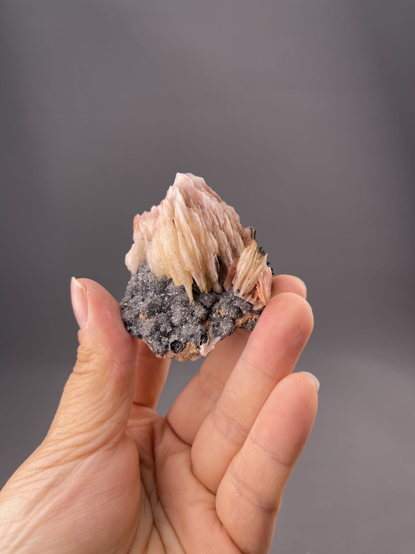 Pink tabular barite crystals from Bou Nahas Mine, Oumjrane, Morocco