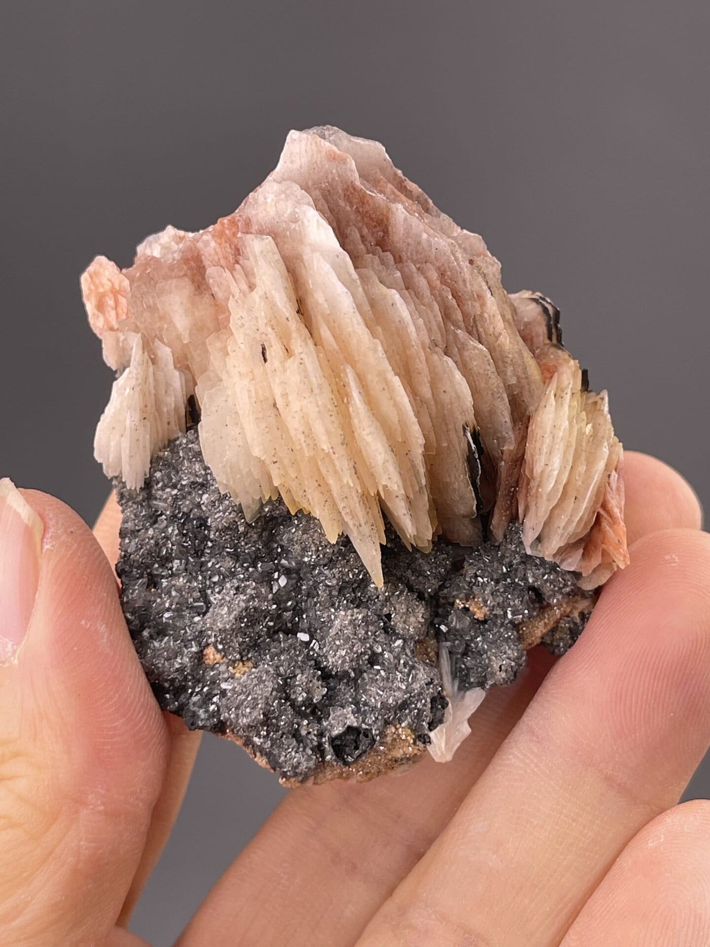 Front view of barite cluster, 19×20×14 mm, Bou Nahas Mine