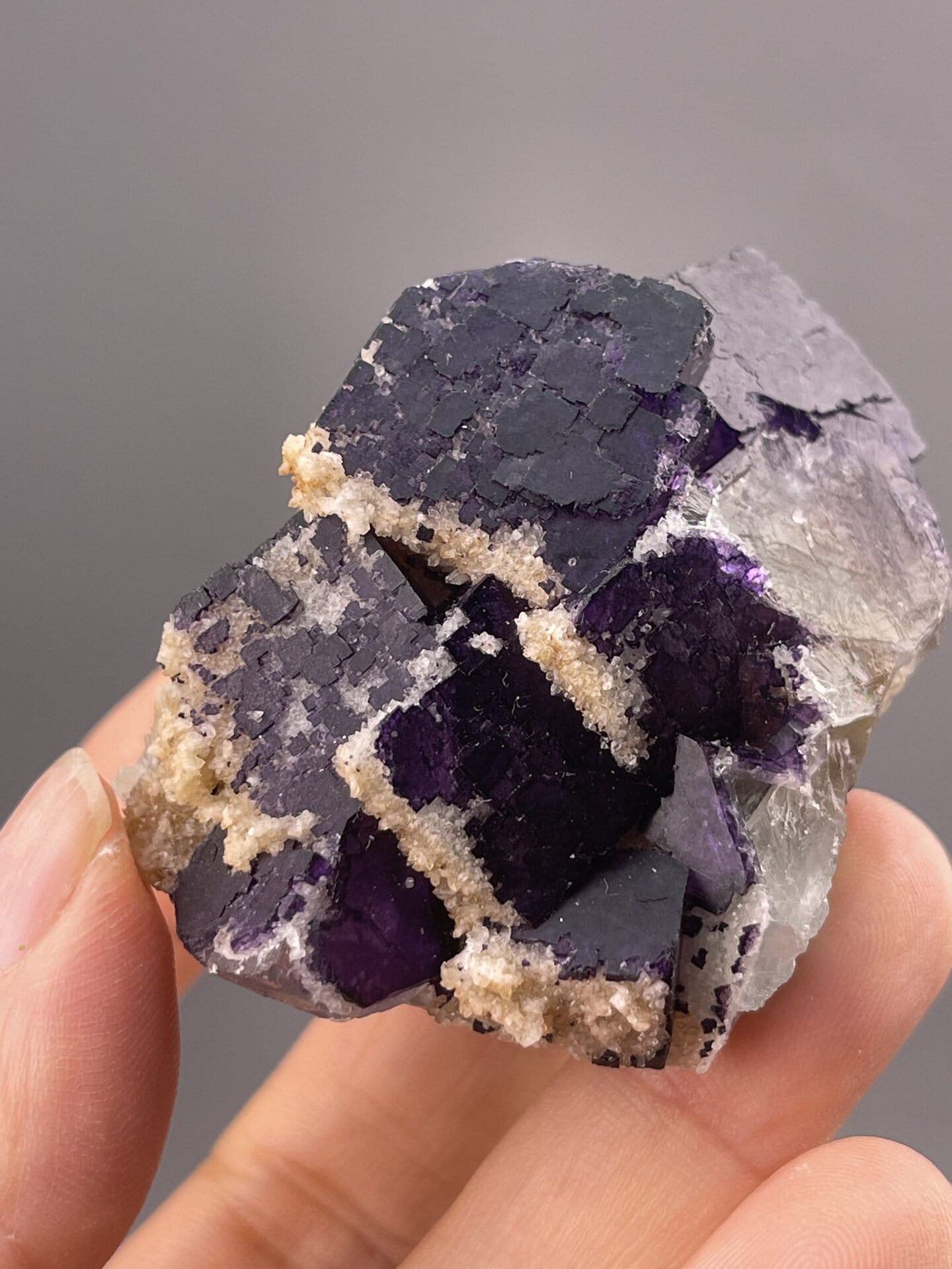 Cubic Fluorite Specimen from Anshun, China – side profile