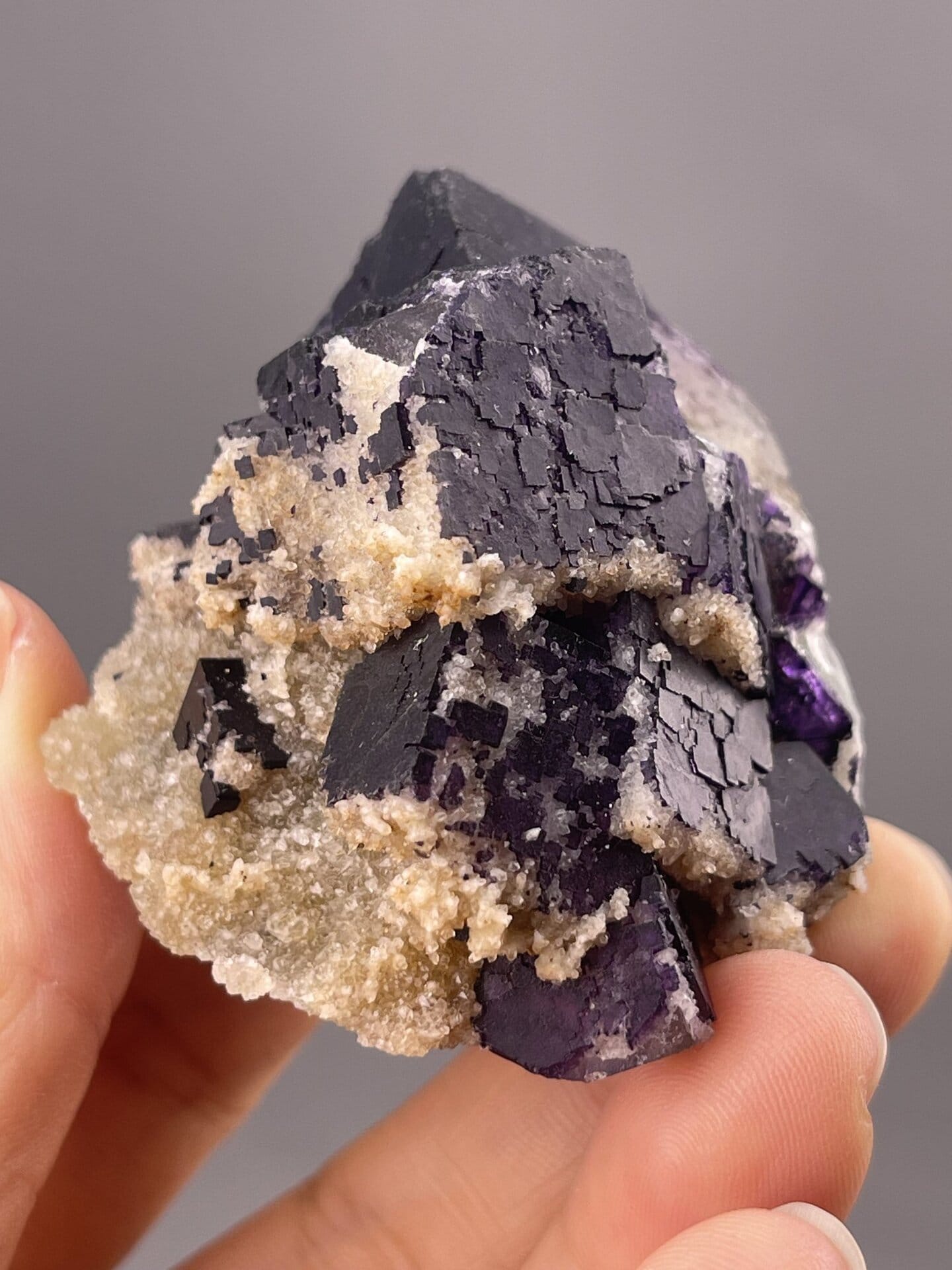 Cubic Fluorite Specimen from Anshun, China – lustre and transparency detail