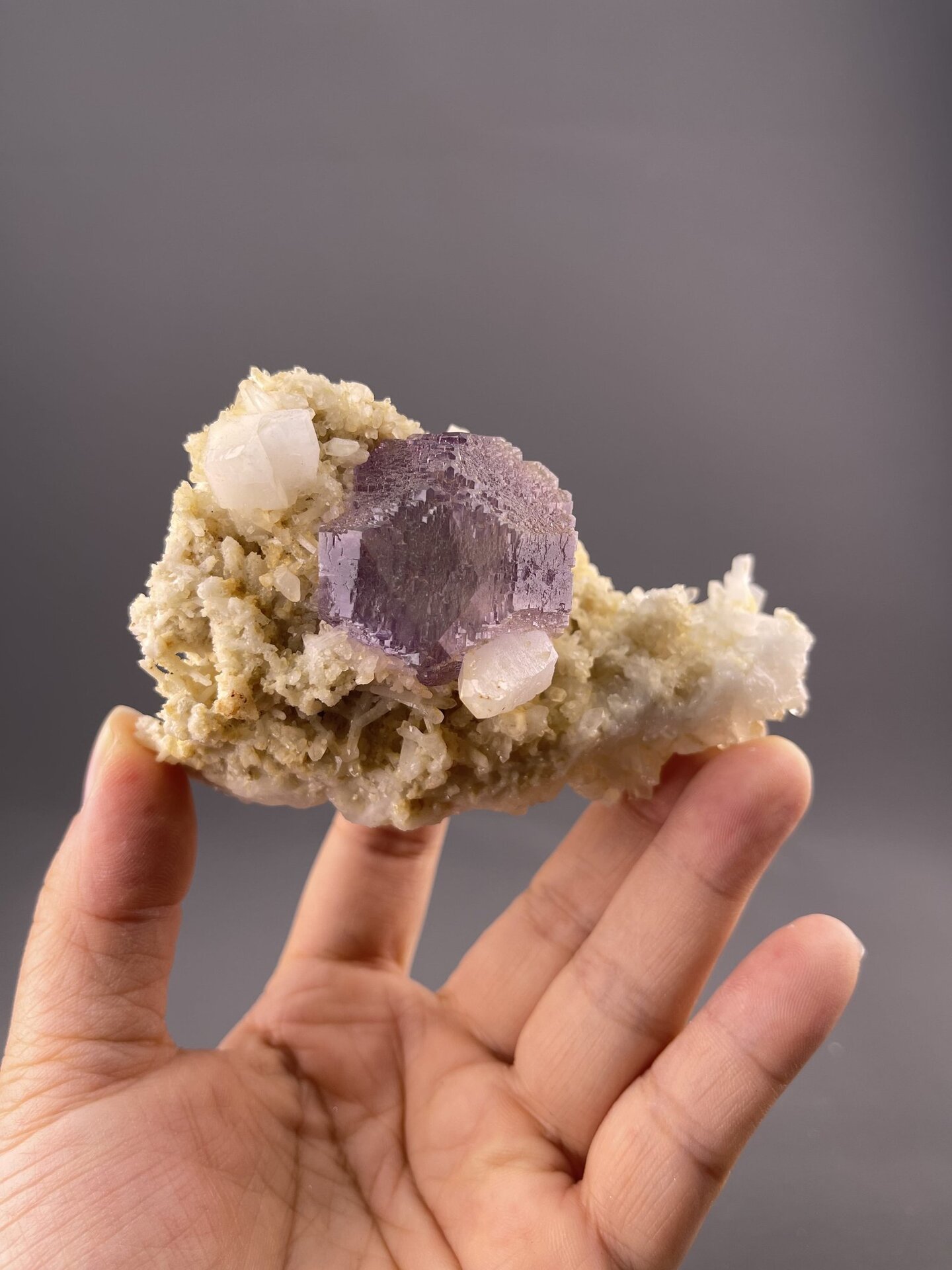 Deep Purple Fluorite Crystal from Shangbao Mine, Hunan – side profile