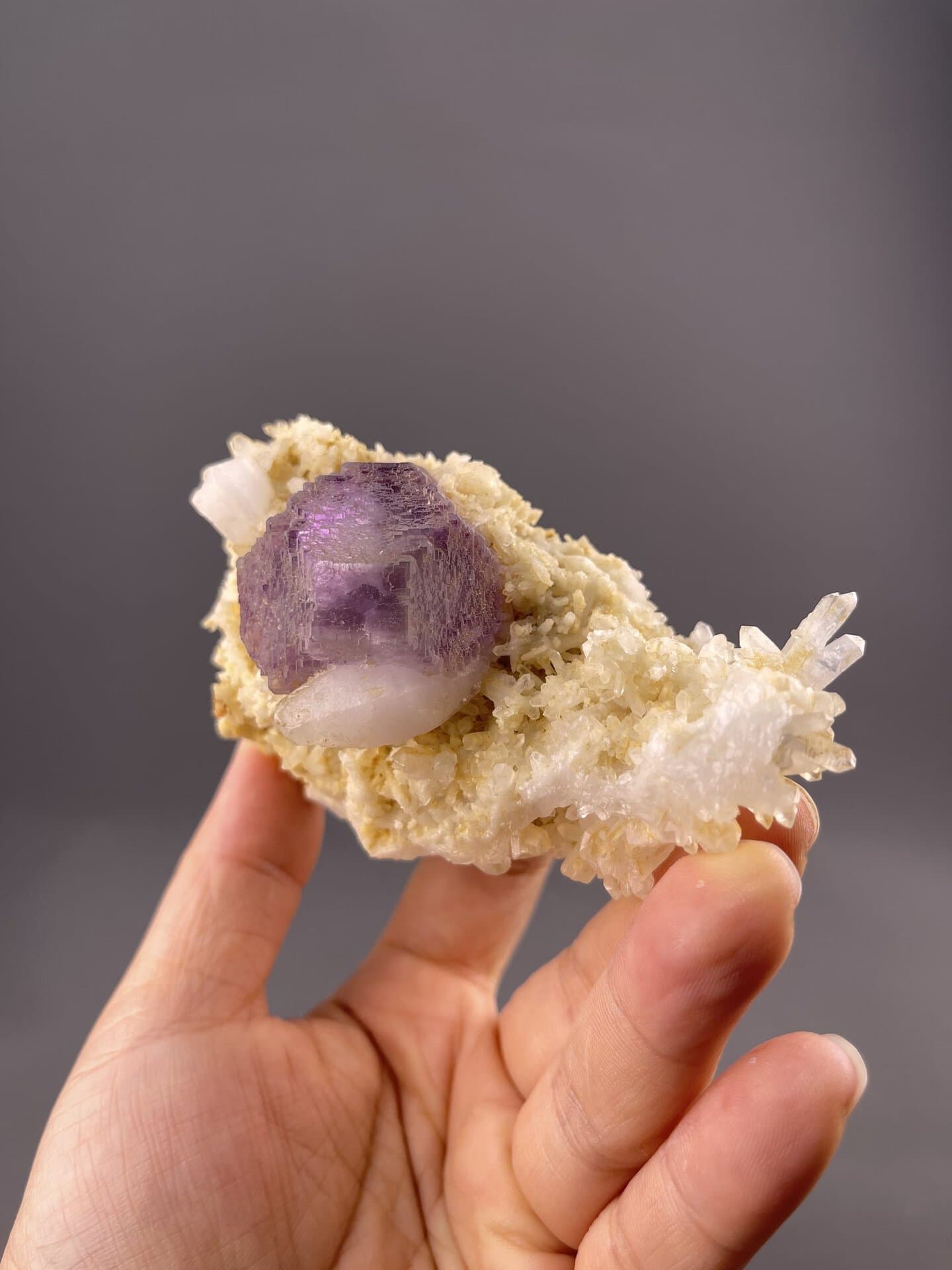 Deep Purple Fluorite Crystal from Shangbao Mine, Hunan – top-down view