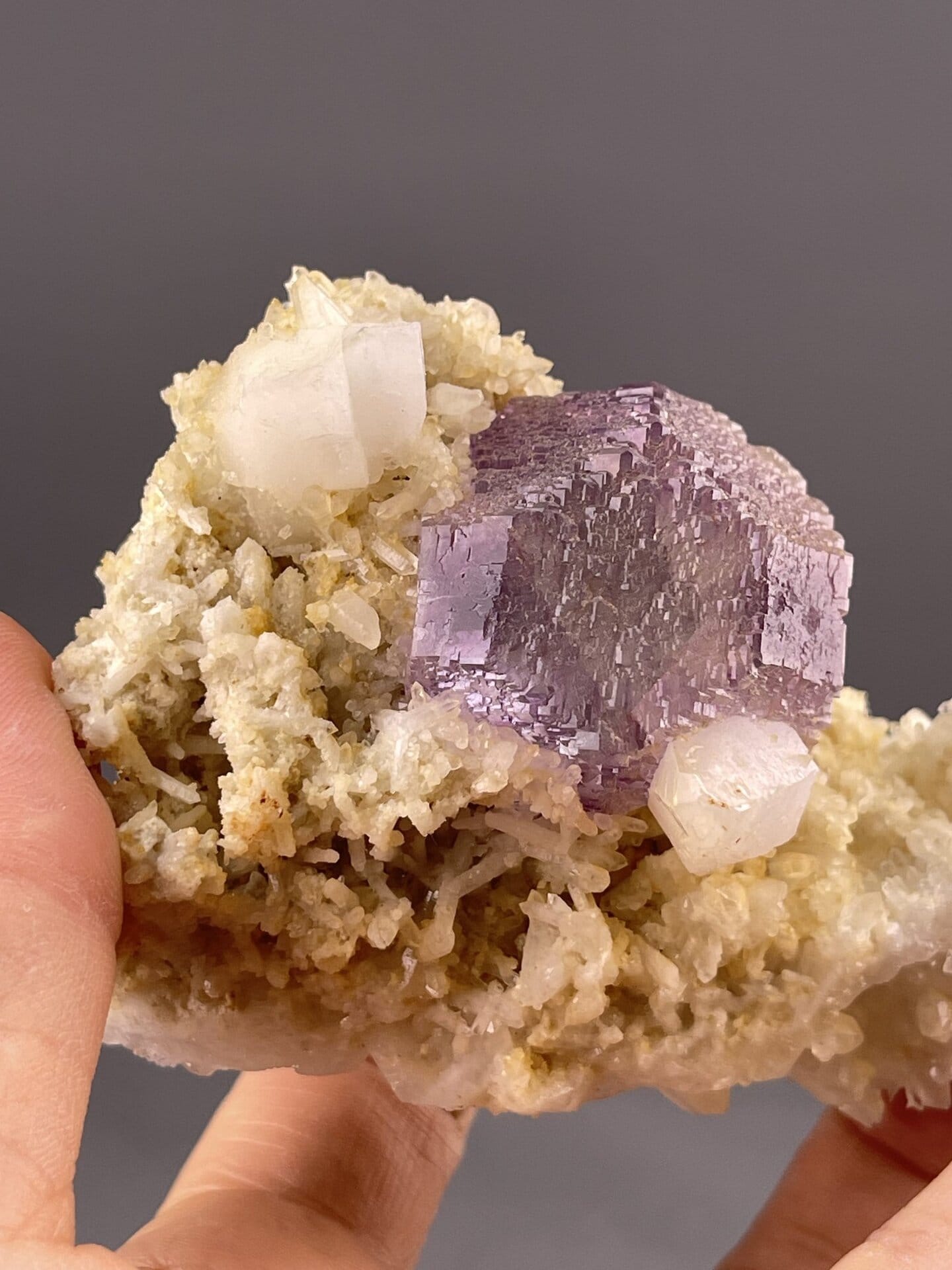 Deep Purple Fluorite Crystal from Shangbao Mine, Hunan – reverse side