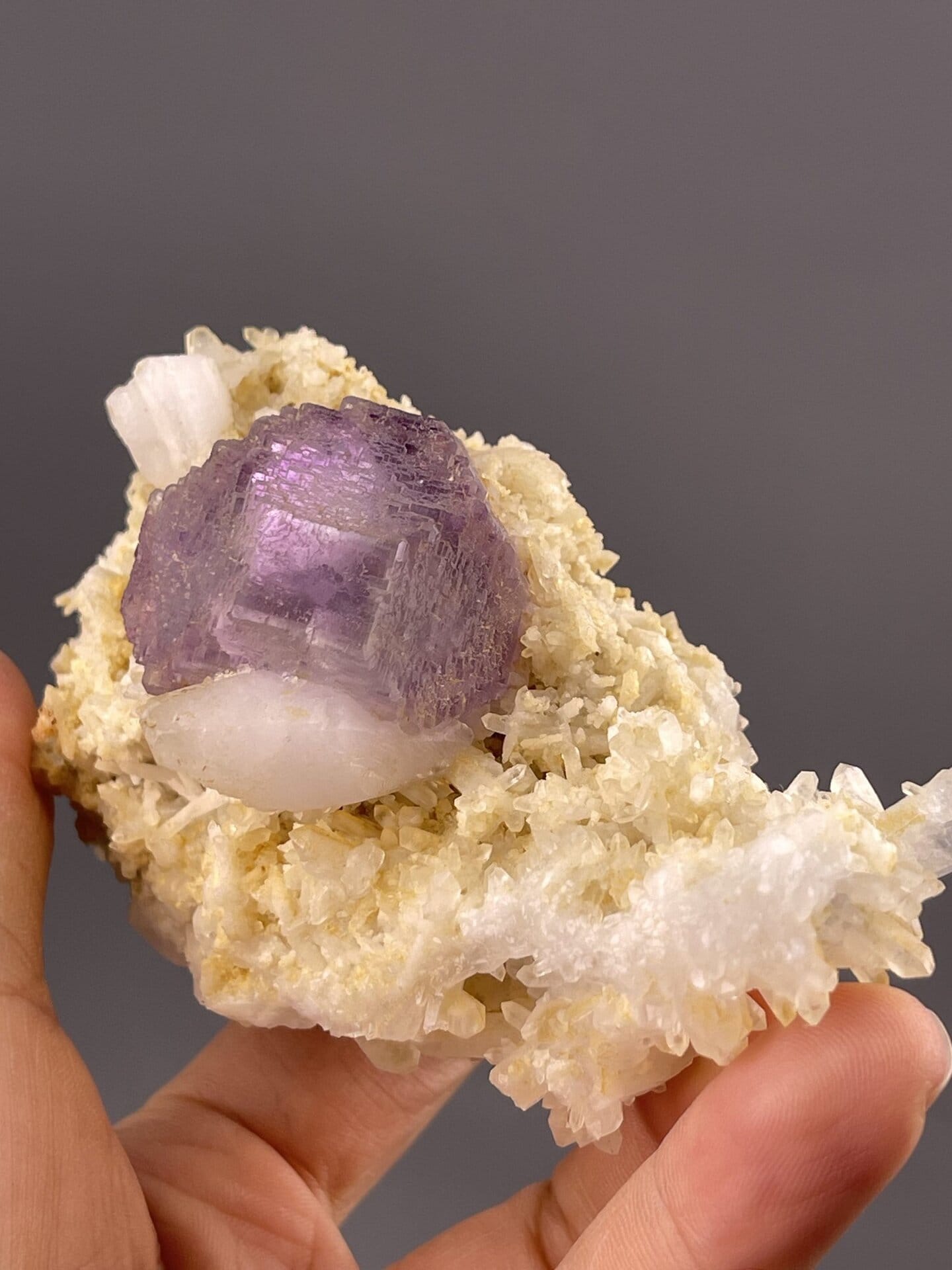 Deep Purple Fluorite Crystal from Shangbao Mine, Hunan – crystal termination detail