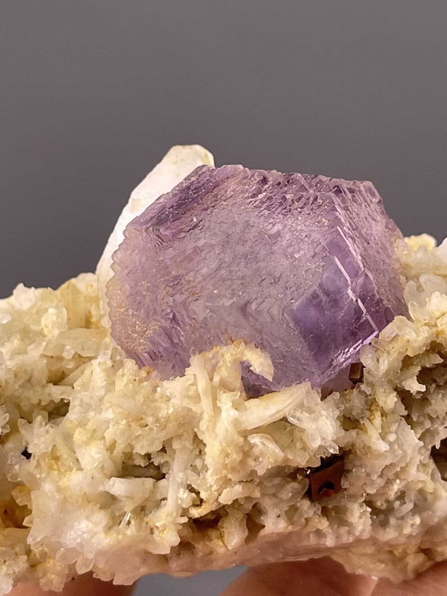 Deep Purple Fluorite Crystal from Shangbao Mine, Hunan – scale reference view