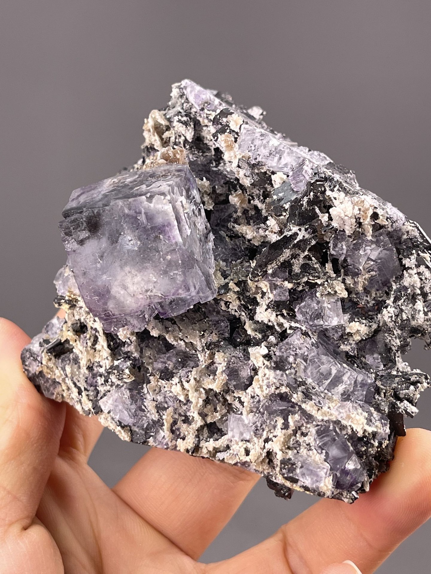 Purple Fluorite Crystals with Phantom Zones from Yaogangxian – top-down view