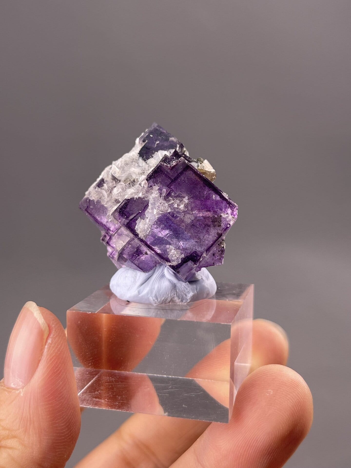 Purple Fluorite Crystals from Yaogangxian Mine, China – close-up of crystal surface