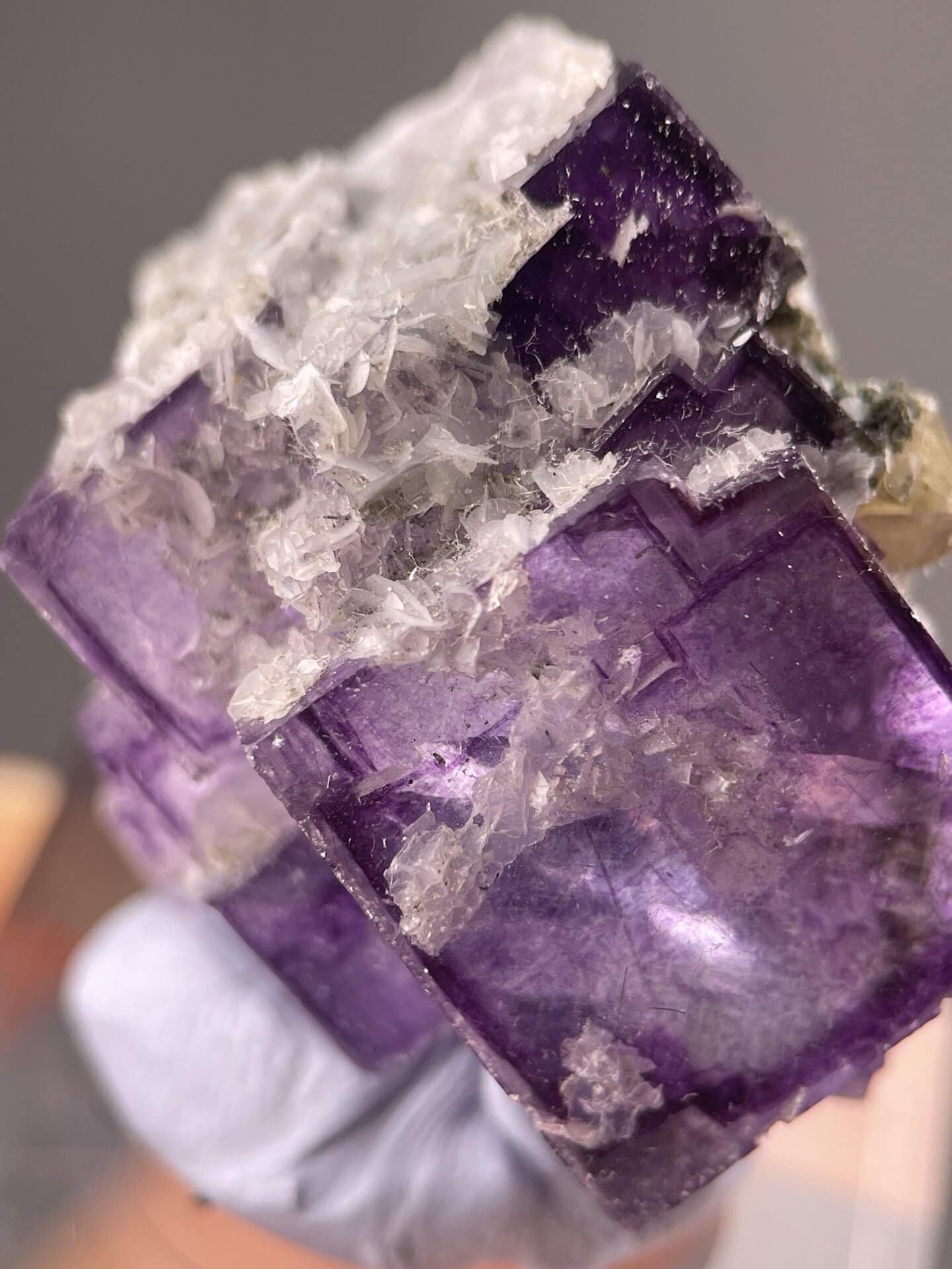 Purple Fluorite Crystals from Yaogangxian Mine, China – lustre and transparency detail
