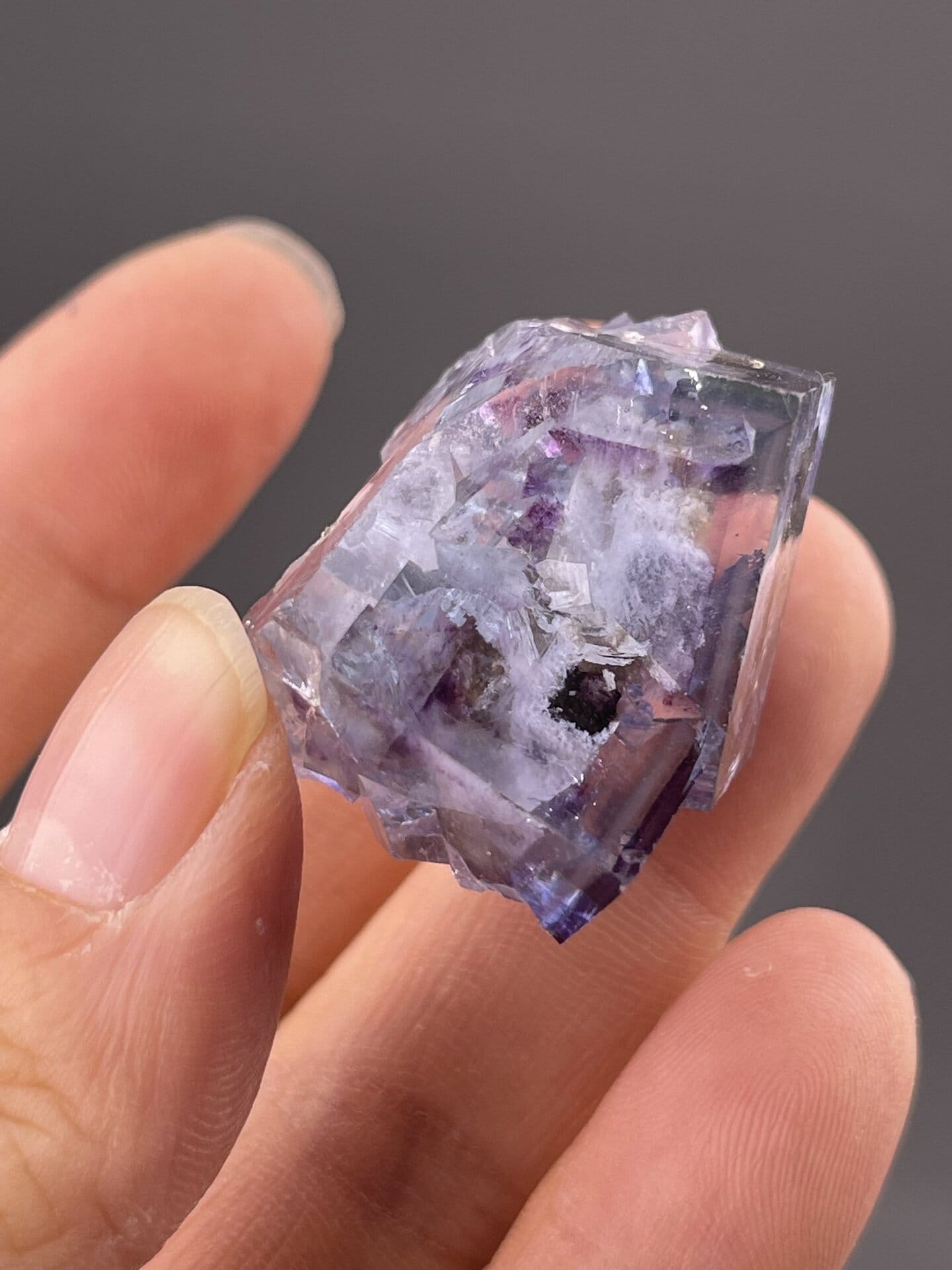 Detail of fluorite surfaces showing vitreous luster and colour depth