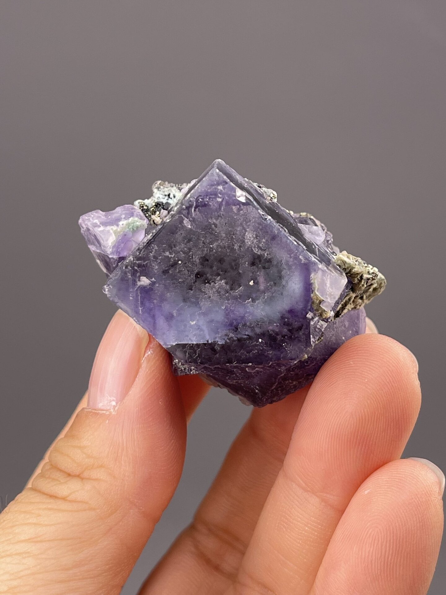 Purple phantom fluorite cube from Yaogangxian Mine, Chenzhou, Hunan