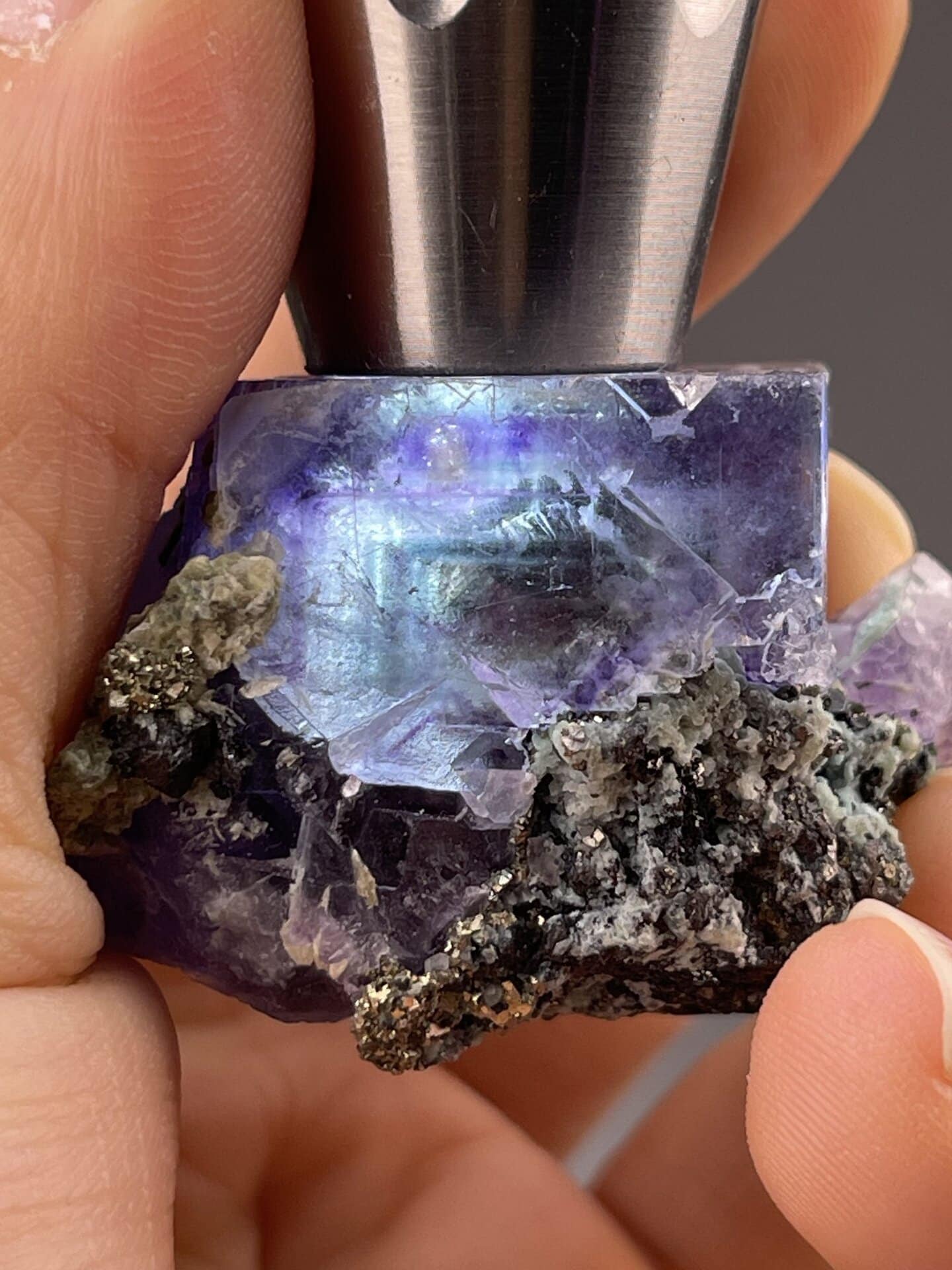 Purple zoned phantom fluorite from Yaogangxian Mine Hunan, SKU 1109