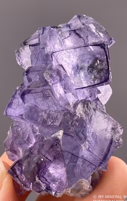 Natural Purple Phantom Fluorite Cubic Crystal Cluster from Yaogangxian Mine China