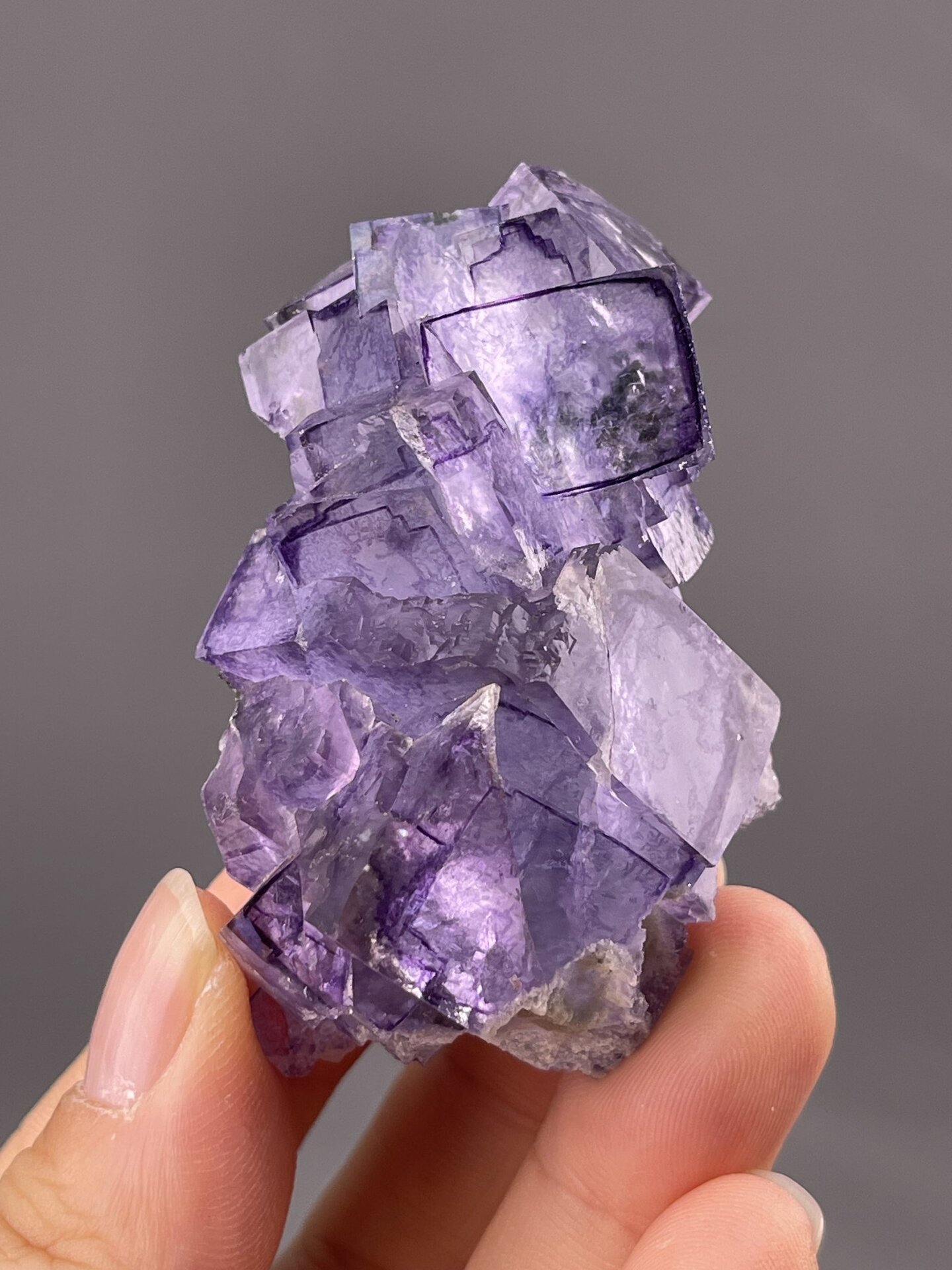 Purple phantom fluorite cubic from Yaogangxian Mine Hunan, SKU 1129