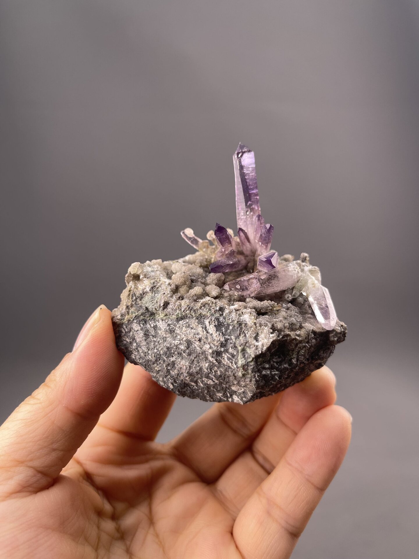 Amethyst Crystal Clusters from Vera Cruz, Mexico – side profile