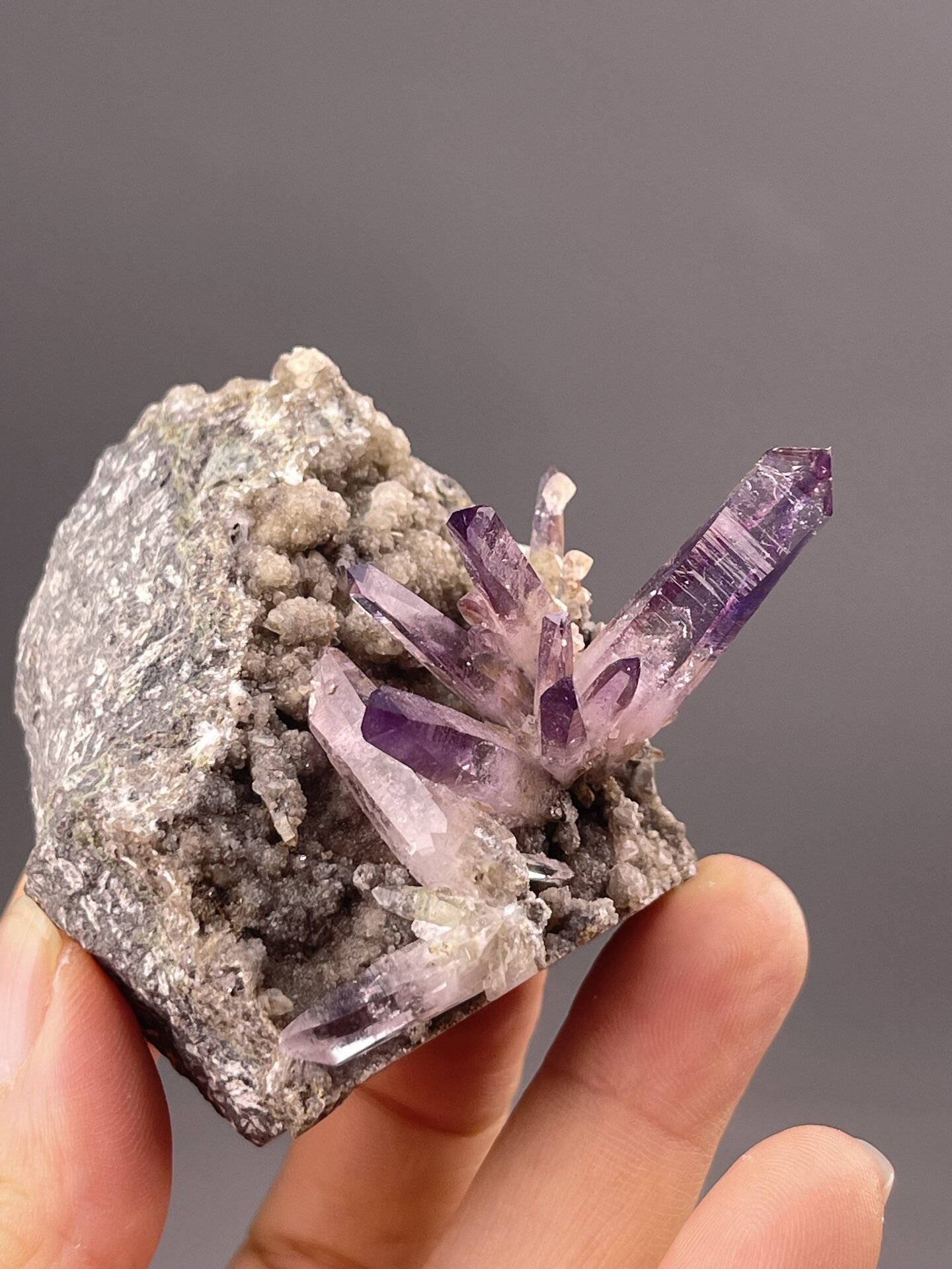 Amethyst Crystal Clusters from Vera Cruz, Mexico – reverse side