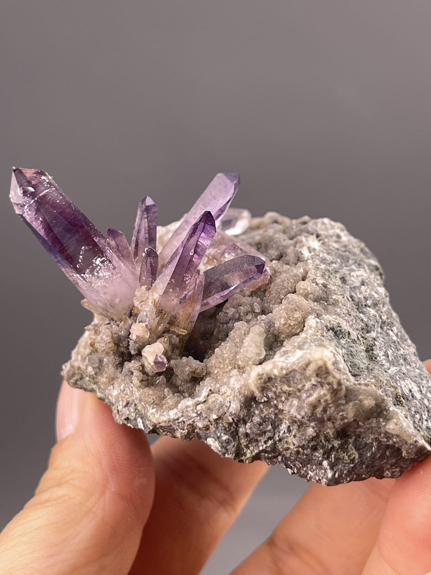 Amethyst Crystal Clusters from Vera Cruz, Mexico – full specimen against white background