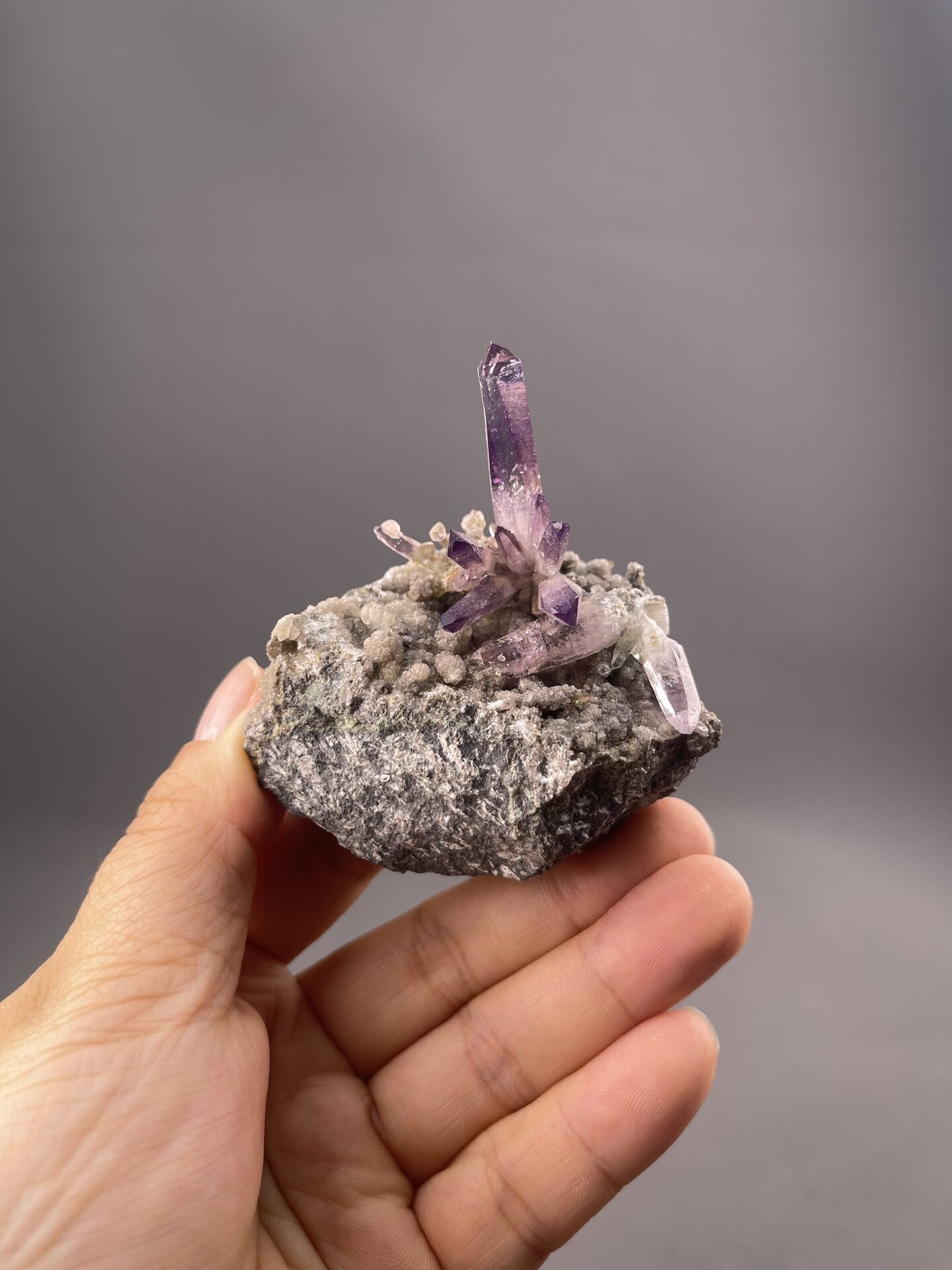 Amethyst Crystal Clusters from Vera Cruz, Mexico – lustre and transparency detail