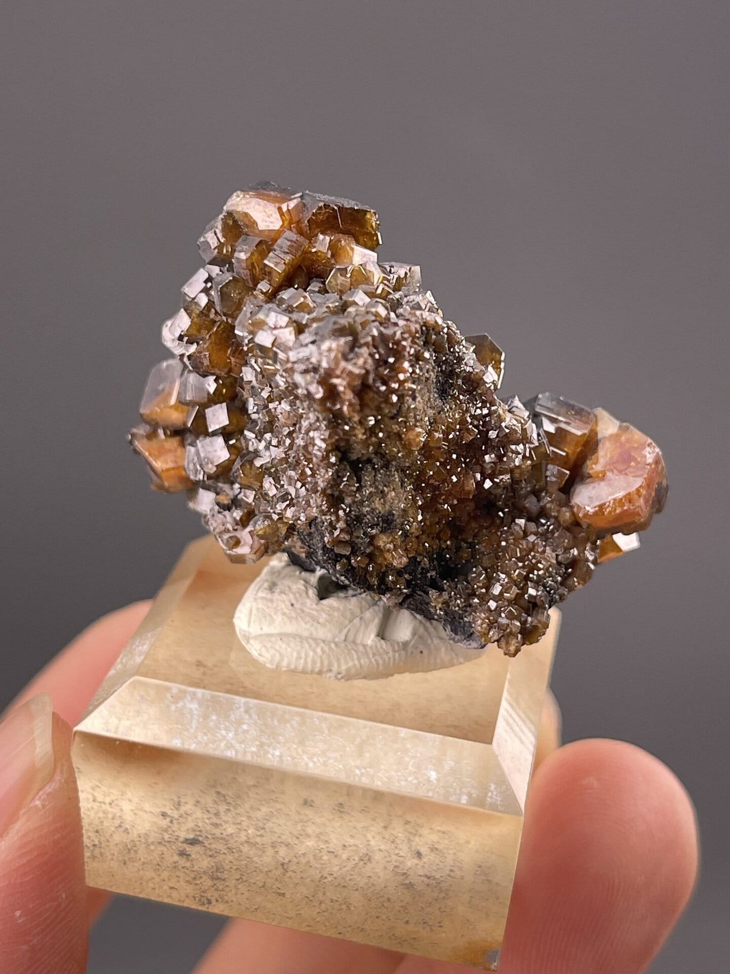 Detail of vanadinite surface showing adamantine to resinous luster