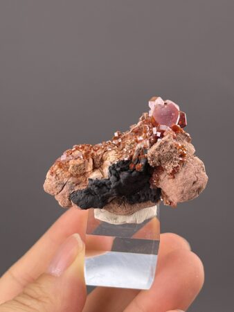 Vanadinite Crystal Cluster - Vibrant Red Hues - Mibladen, Morocco - Collector's Gem
