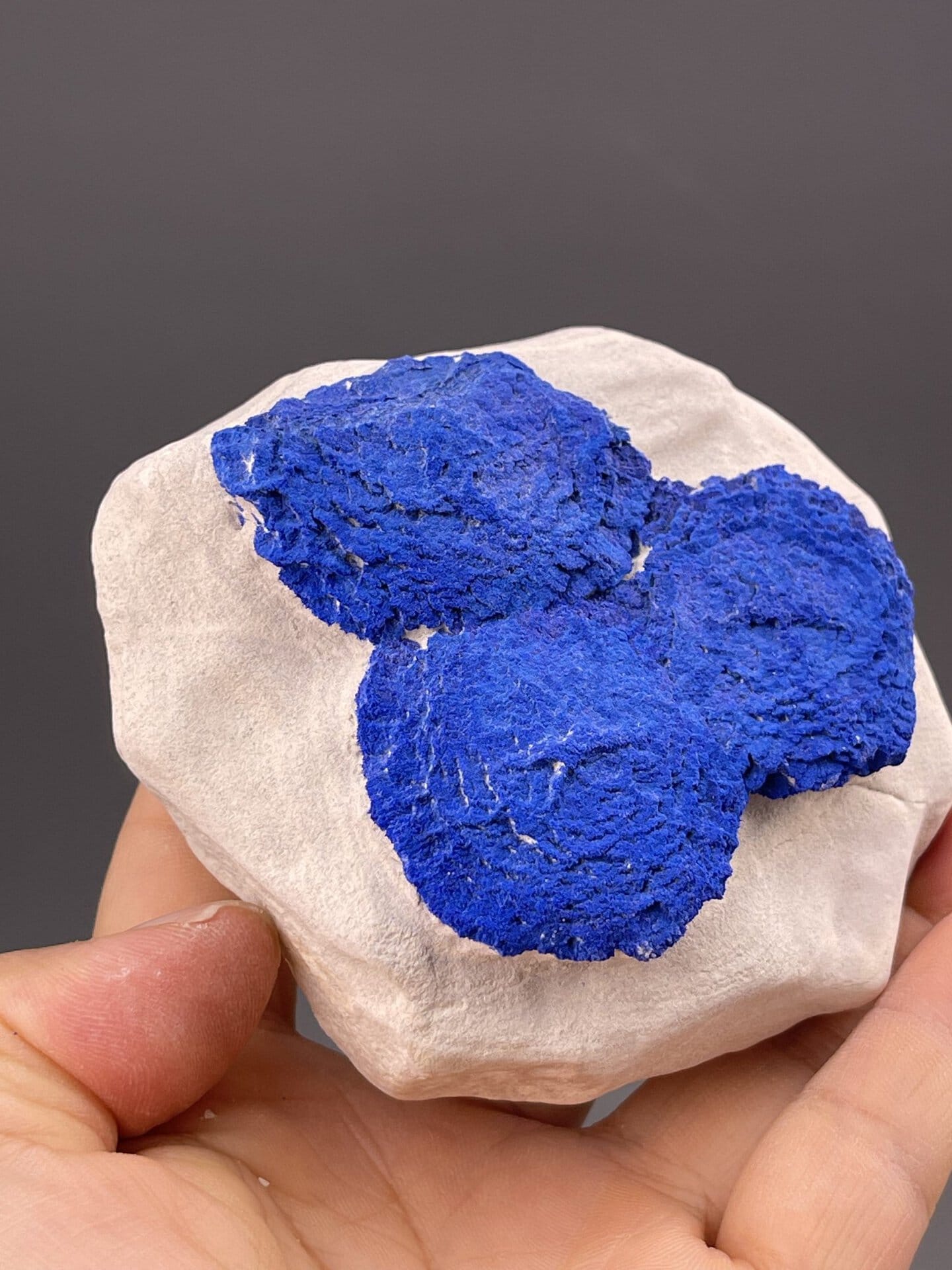 Side profile of Azurite Sun showing flat disc-like form