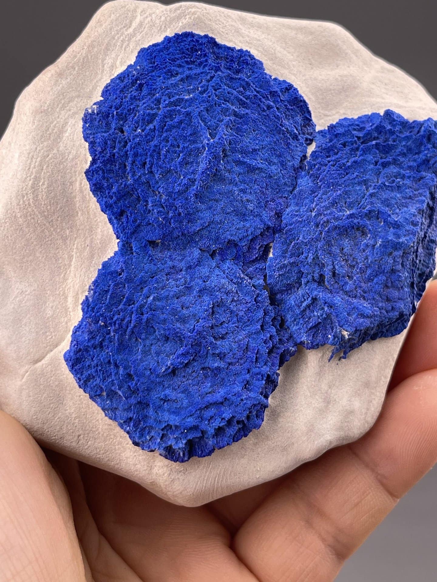 Detail of azurite surface showing deep royal blue colour