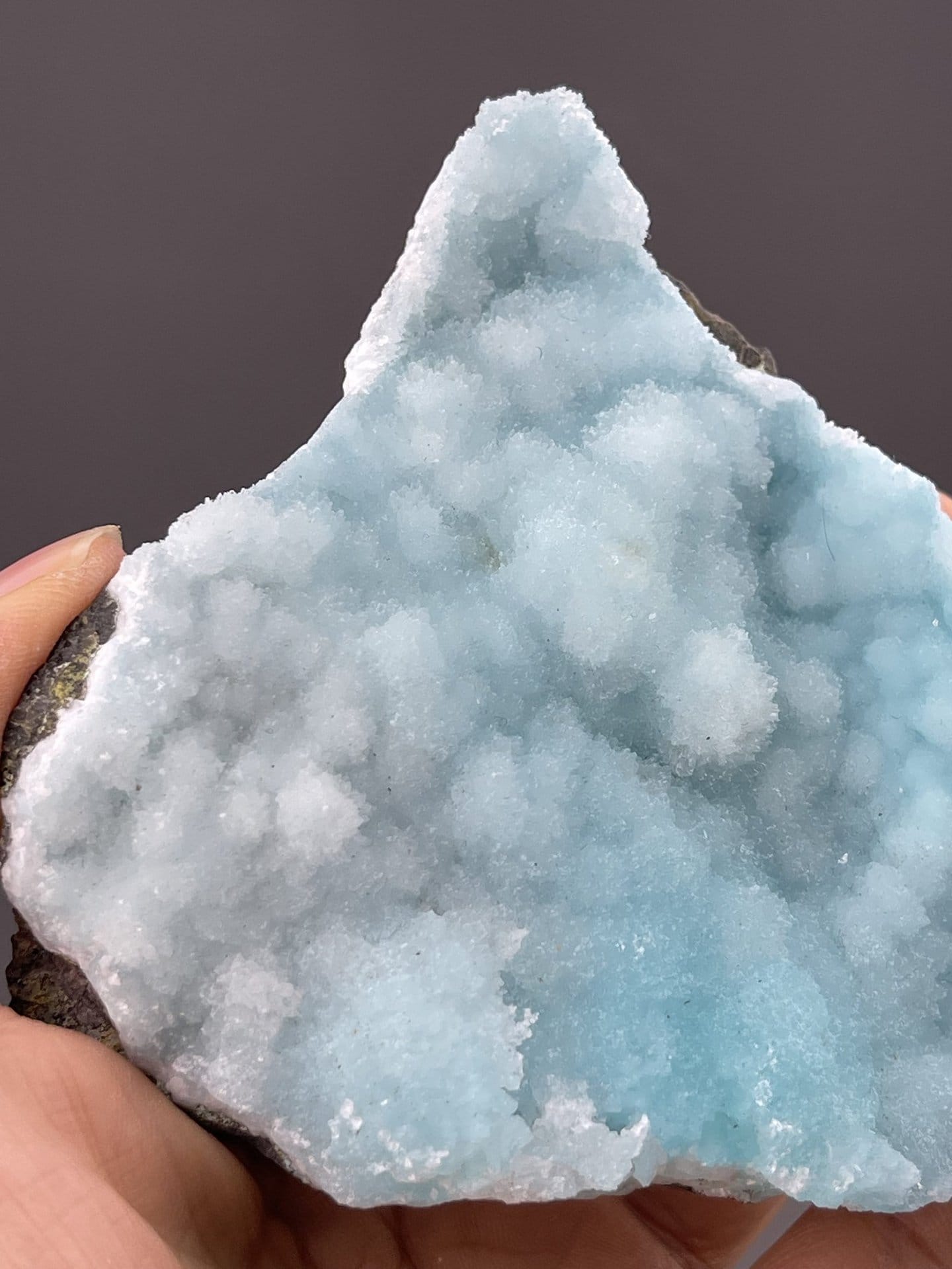 Close-up of botryoidal hemimorphite showing sky blue colour