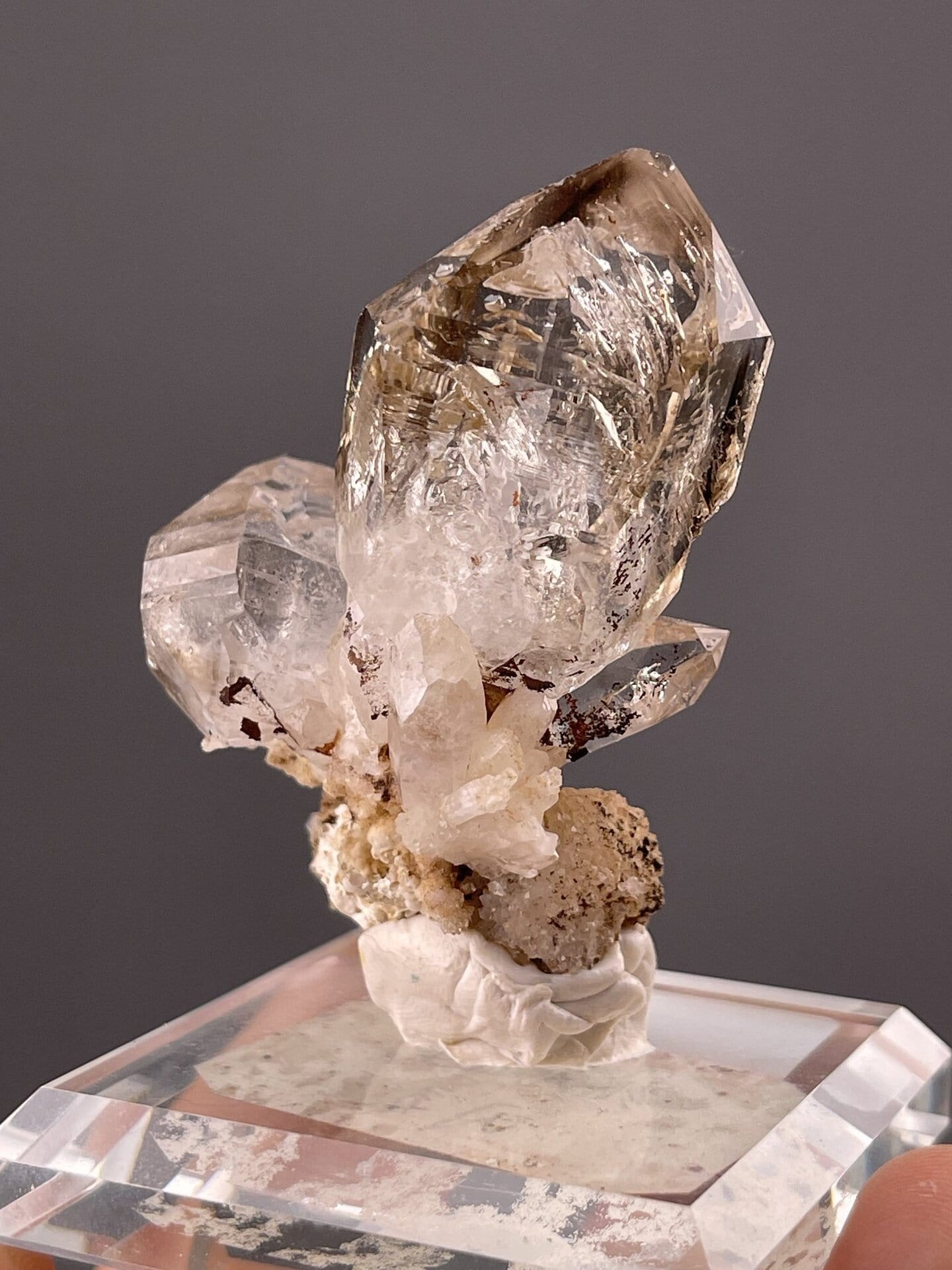 SiO₂ trigonal smoky quartz, Mohs 7, from Erongo Mountains Namibia