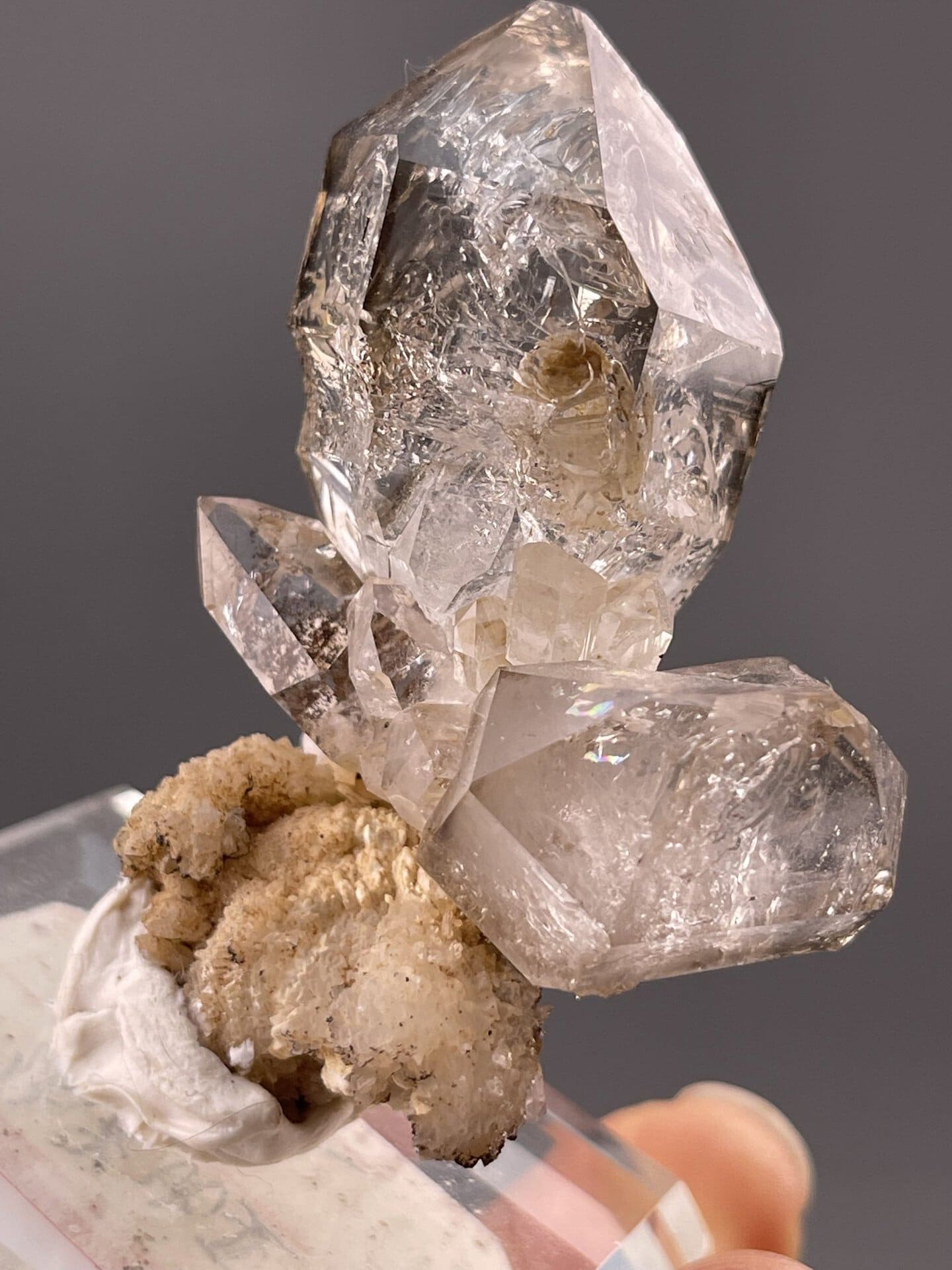 Detail of smoky quartz faces showing vitreous luster and lustre