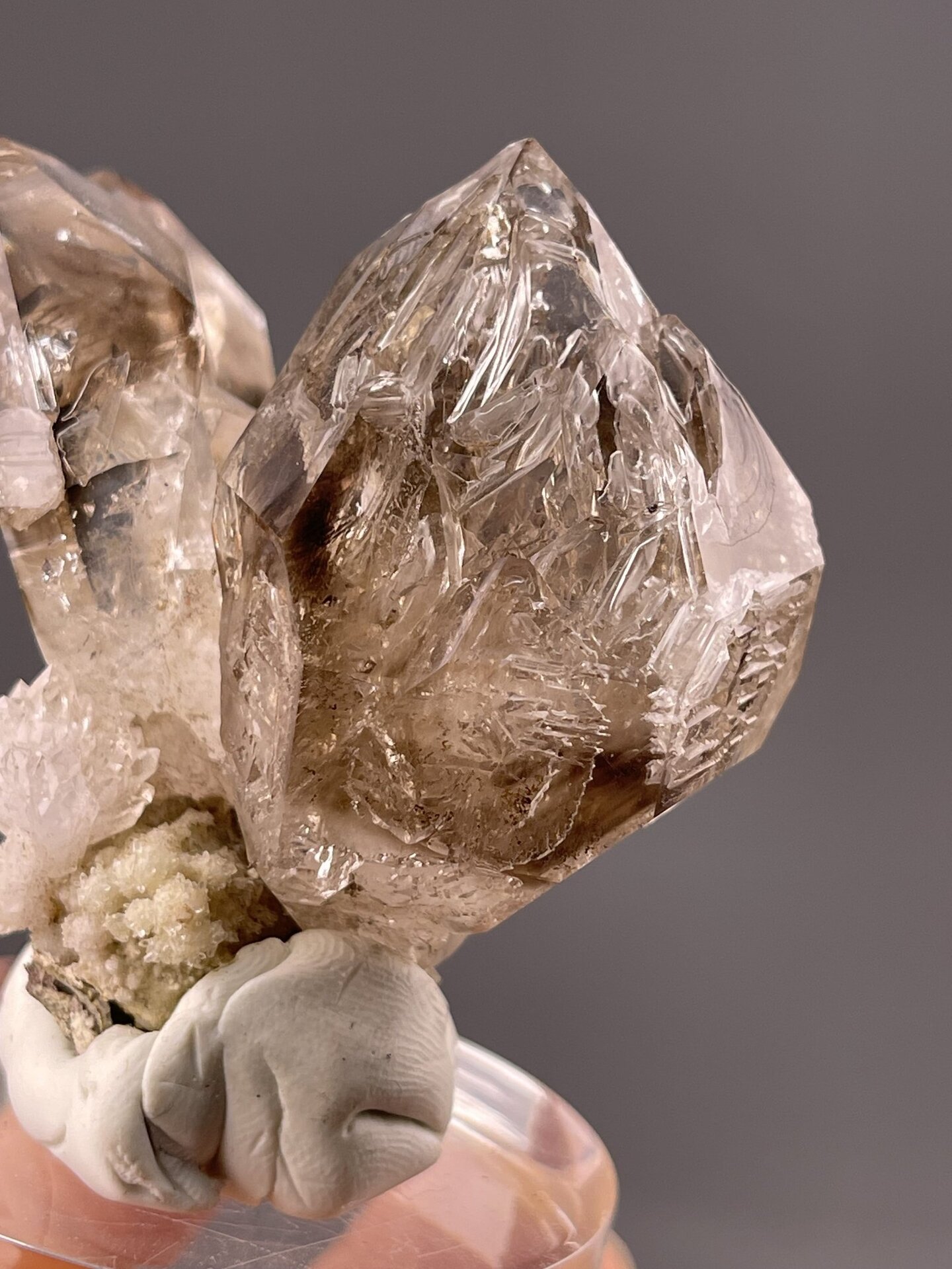 Top view of quartz cluster showing interlocking crystal arrangement