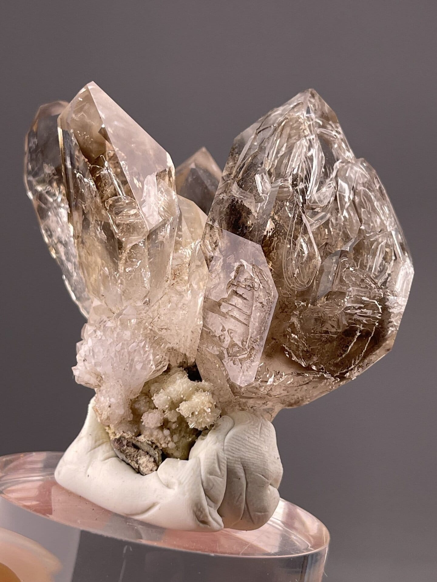 Detail of quartz crystal terminations showing sharp prismatic faces