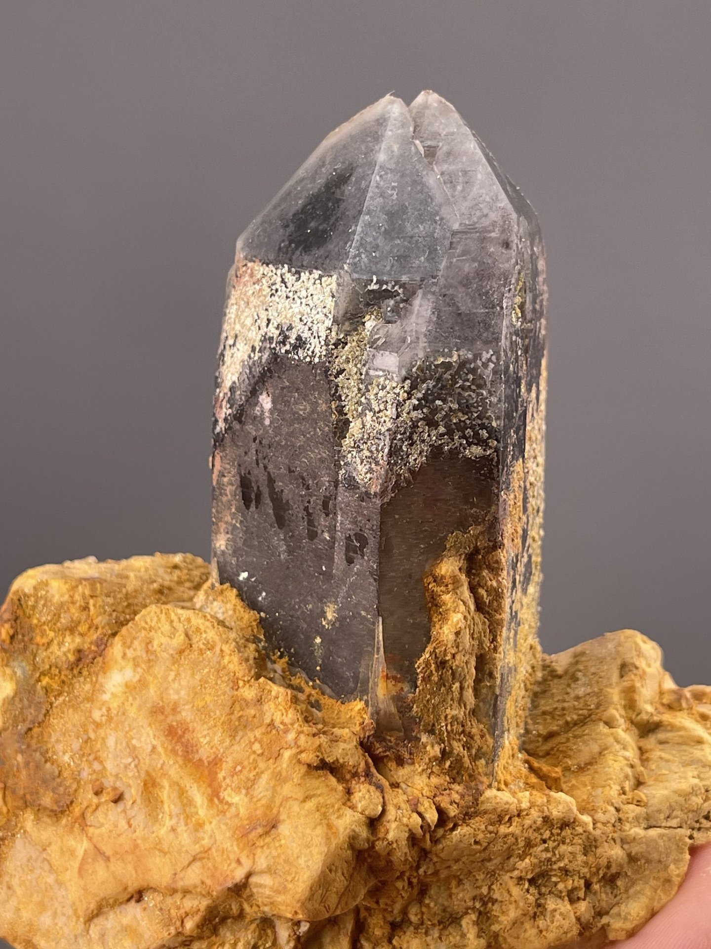 Quartz Crystal from Lanwen Mine, Yunnan, China – angled view showing matrix
