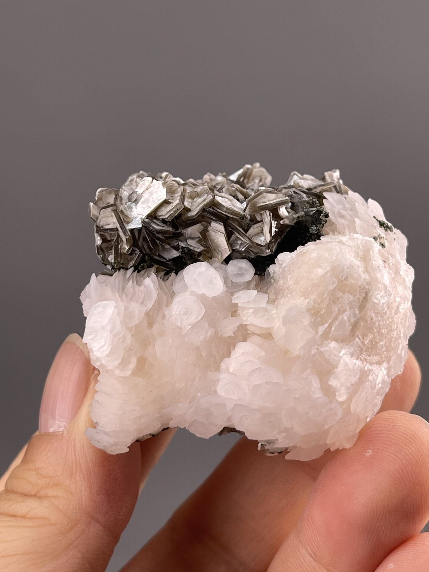 Calcite Crystal Specimen from Xuebaoding Mountain, China – angled view showing matrix