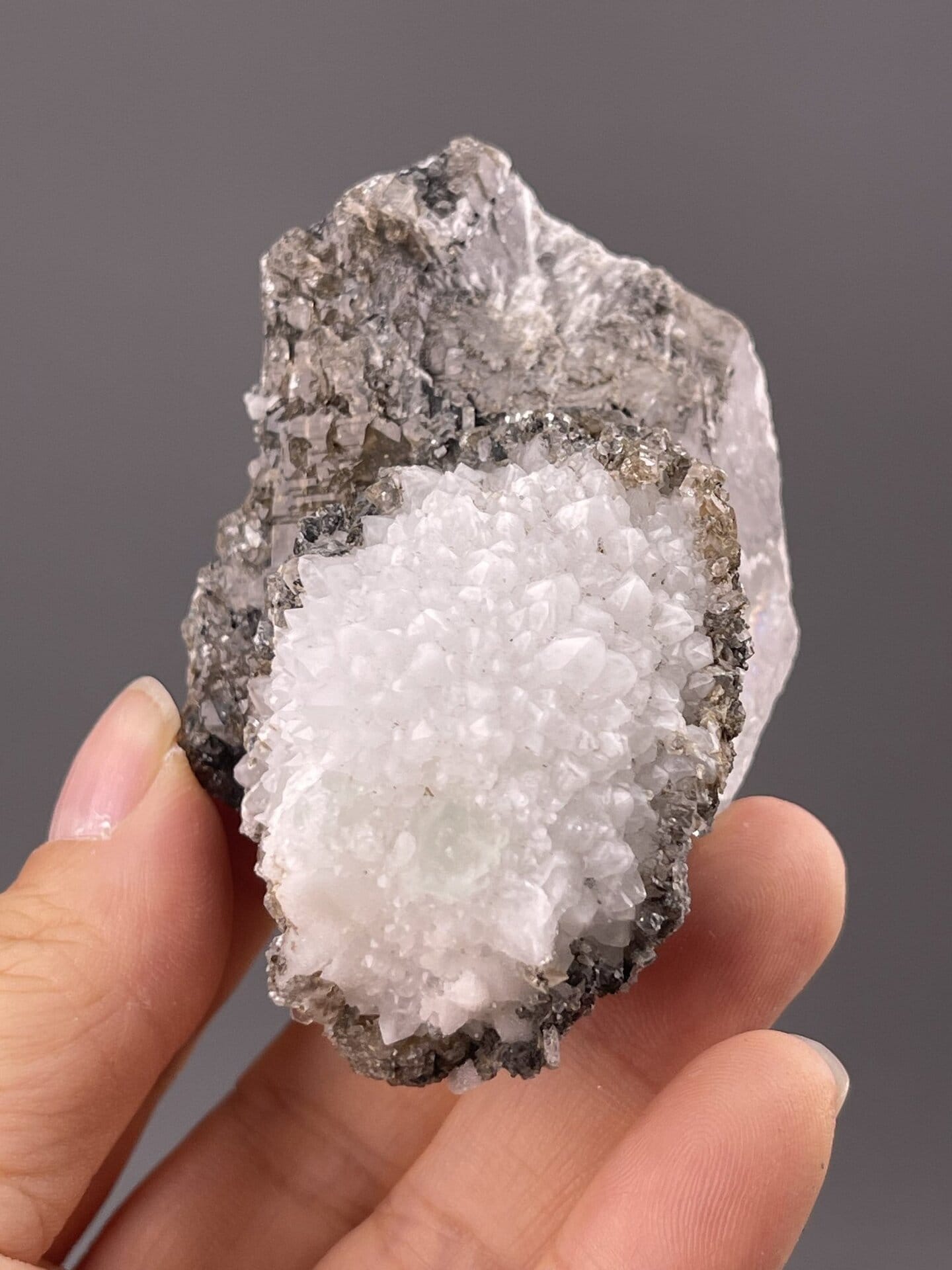 Close-up of calcite showing dense druzy crystal surface